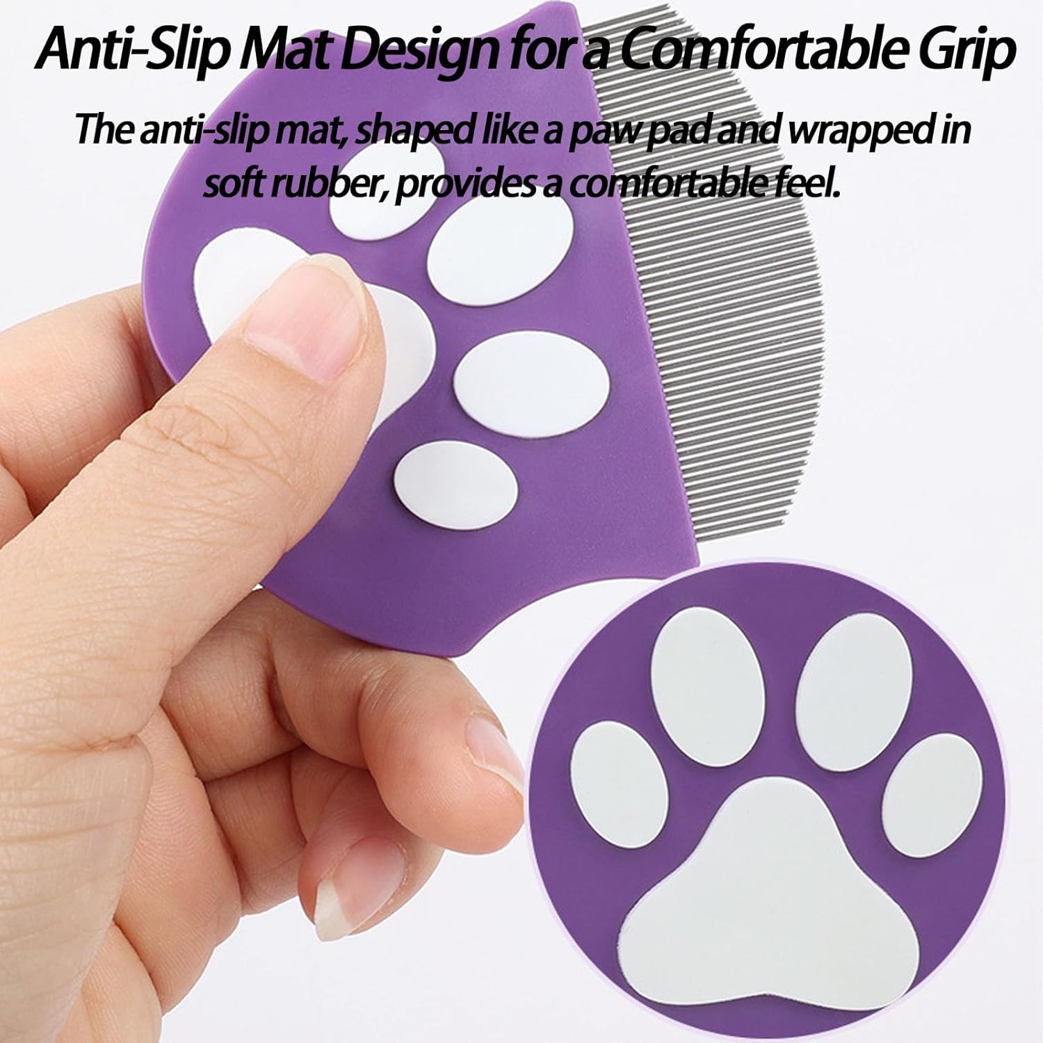 Pet Detangling Flea Comb, Dog Facial Eye Comb, Stainless Steel Tear Stain Remover, Round-Head Grooming Comb for Dog Cat (4 Colors)