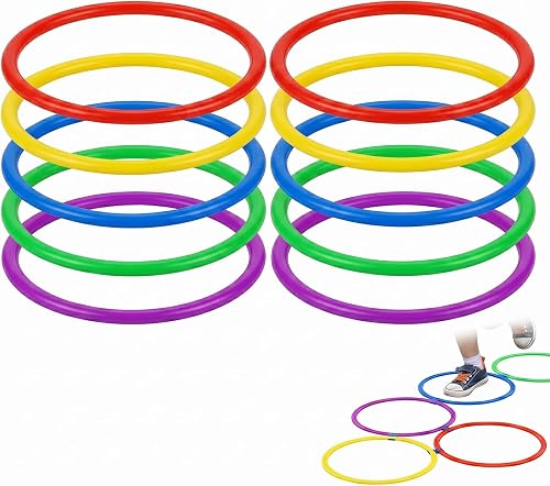 10 Cerceau Enfant pour Jeu de Lancer d'Anneaux 