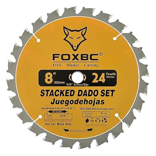 Miniatura 3 de FOXBC Juego de cuchillas apilables de carburo de 8 pulgadas para sierra SawStop, Jet, Dewalt, Bosch - 14 piezas