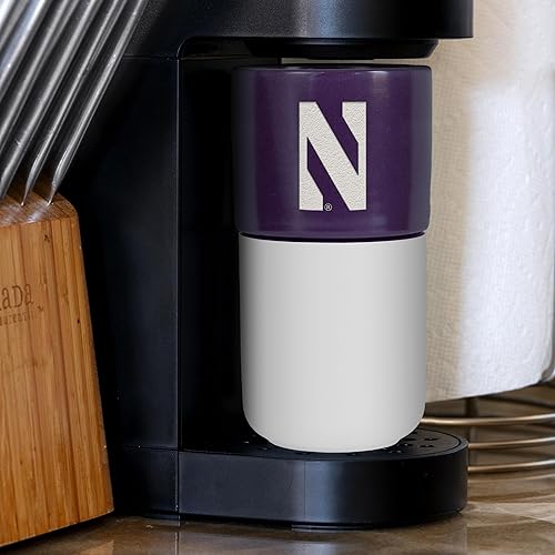 Miniatura 107 de Rico Industries NCAA Miami of Ohio Redhawks - Vaso de cerámica de 16 onzas con agarre de silicona, grabado láser profundo, diseño de color negro