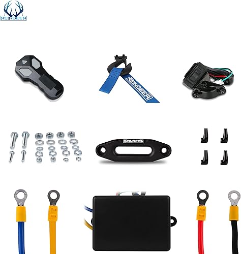 Miniatura 19 de REINDEER Nuevo cabrestante de 12 V, capacidad de carga de 4500 libras, kit de cabrestante eléctrico, cuerda sintética con Hawse Fairlead impermeable