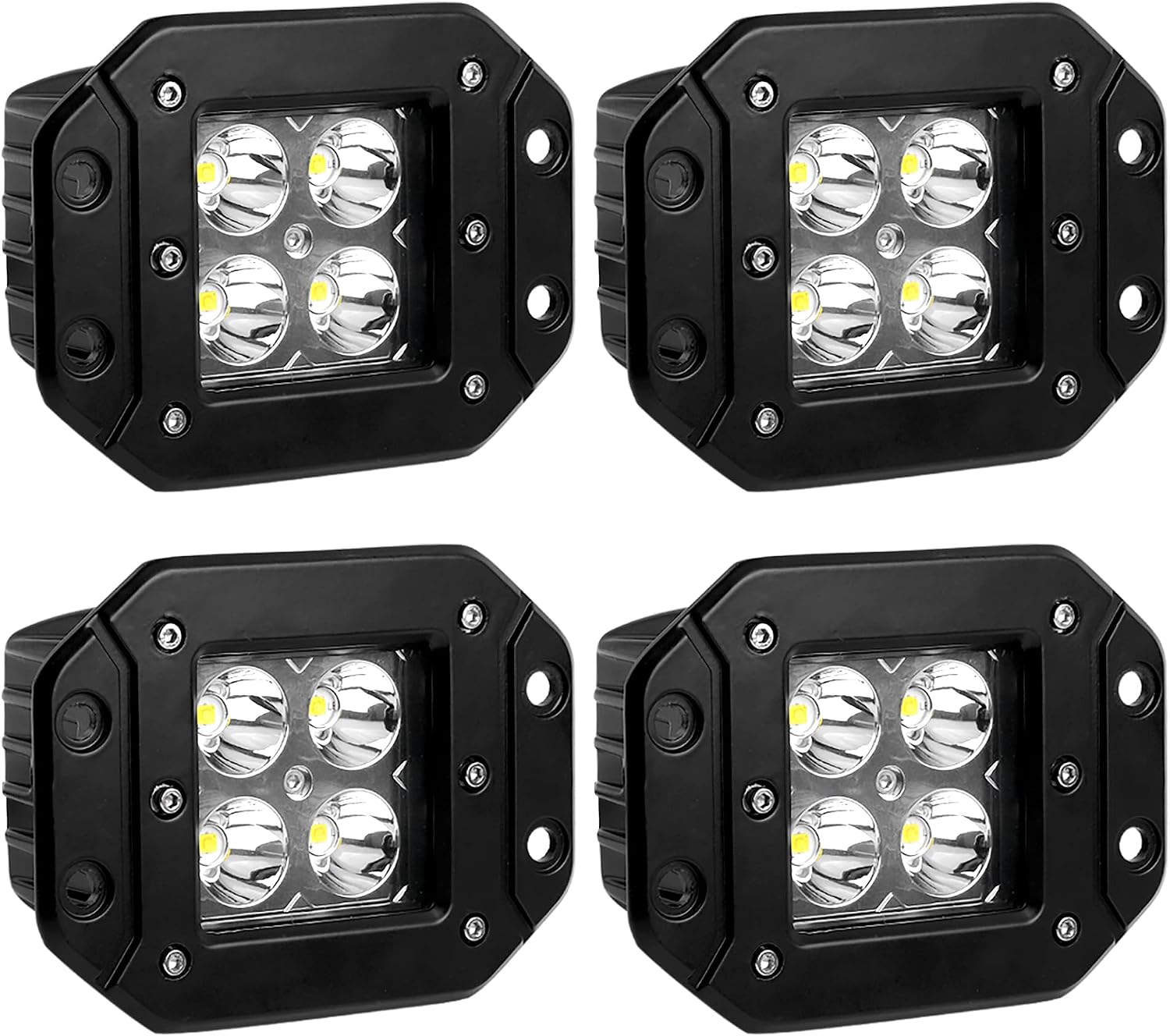 YITAMOTOR Flush Mount LED Light Bar 4Pcs 20W 4Inch Led Light Pods Spot Offroad Led Work Light Bar Driving Fog Light Boat Light Waterproof Pickup Truck Tacoma Bumper ATV UTV 12V