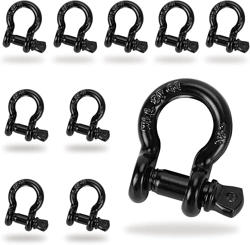 Grillete de anillo en D de 12 pulgada, grilletes de arco forjados resistentes, límite de carga de trabajo de 2 toneladas (4409 libras), para uso