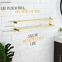 Vista 9 de KOKOSIRI Barras para toallas de baño de 2 niveles tipo escalera oro cepillado Rieles para toallas de 32 pulgadas Soportes para toallas montados
