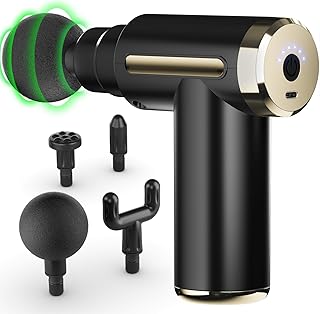 cotsoco Massage Gun, Muscle Percussion Massager with 6 Speeds, Quiet Hand Massager, Massage Gun for Shoulder, Body, Back Relaxation, Portable Massager, gold-coloured