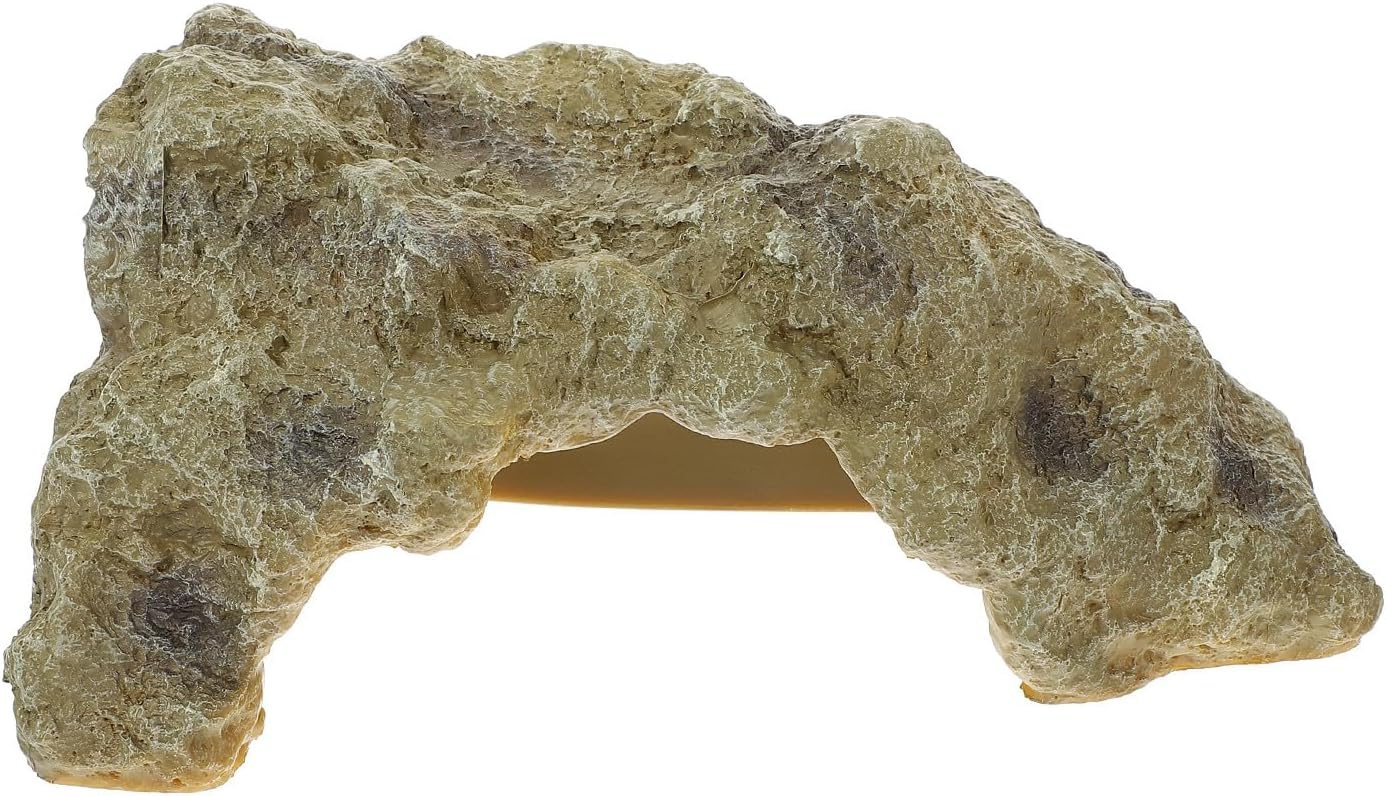 TOYANDONA Reptile Cave Shelter and Tortoise Basking Platform Resin Hideout Large Terrarium Decor for Reptiles and Amphibians Habitat