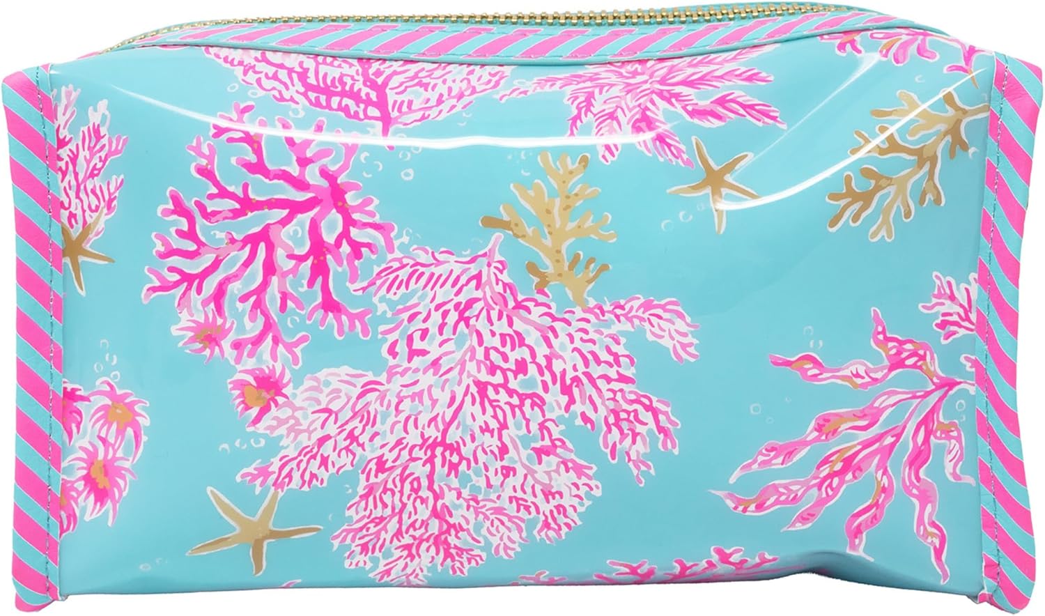 Lilly Pulitzer PVC Zipper Pouch, Cute Pencil Case for Adults, Travel Toiletry Bag, Small Pouch Bag for Supplies, Makeup or Toiletries (Royal Coral) - Image 2