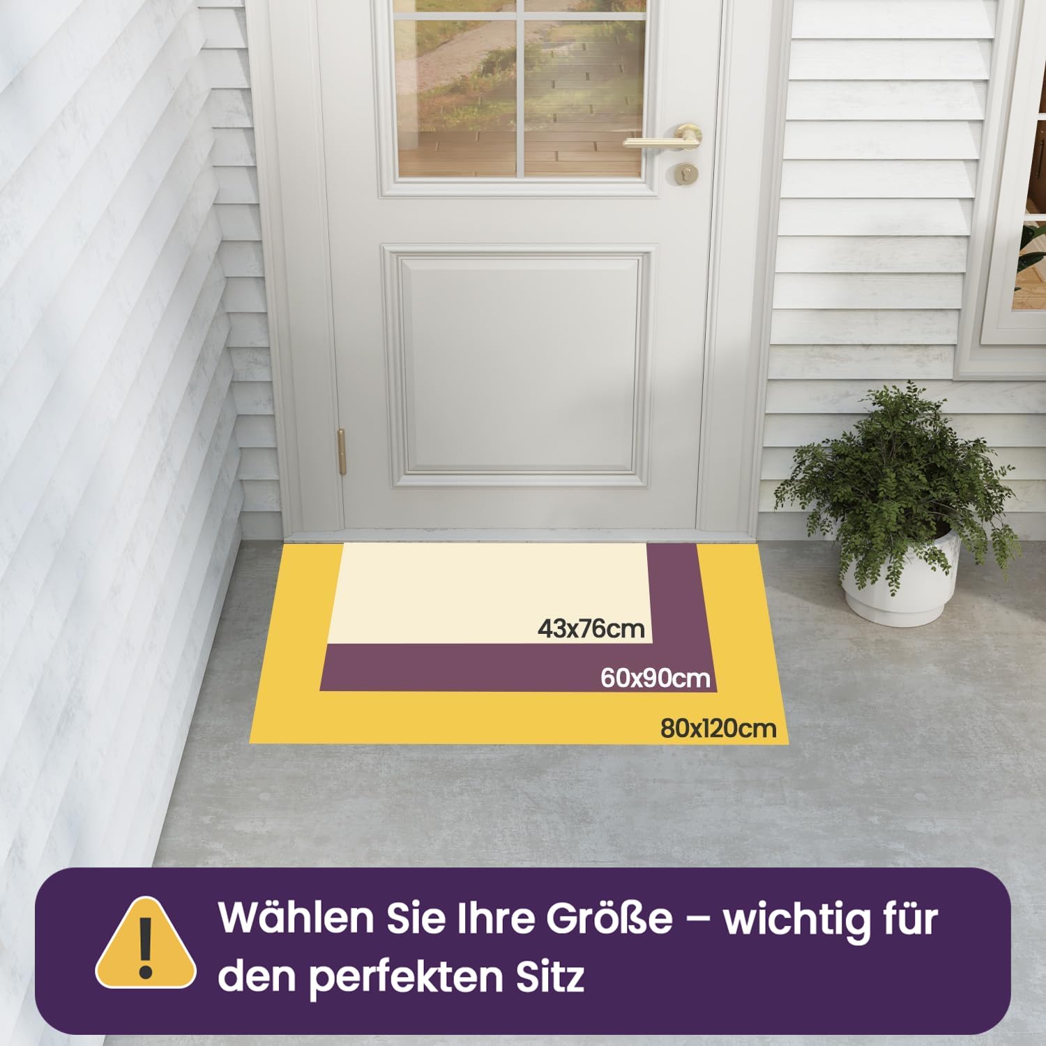 DEXI Fußmatte außen 60 x 90 cm, extrem rutschfeste Schmutzfangmatte, langlebig Fußabtreter außenbereich, robust Fussmatte Aussen wasserdichte Türmatte für die Haustür, Schwarz