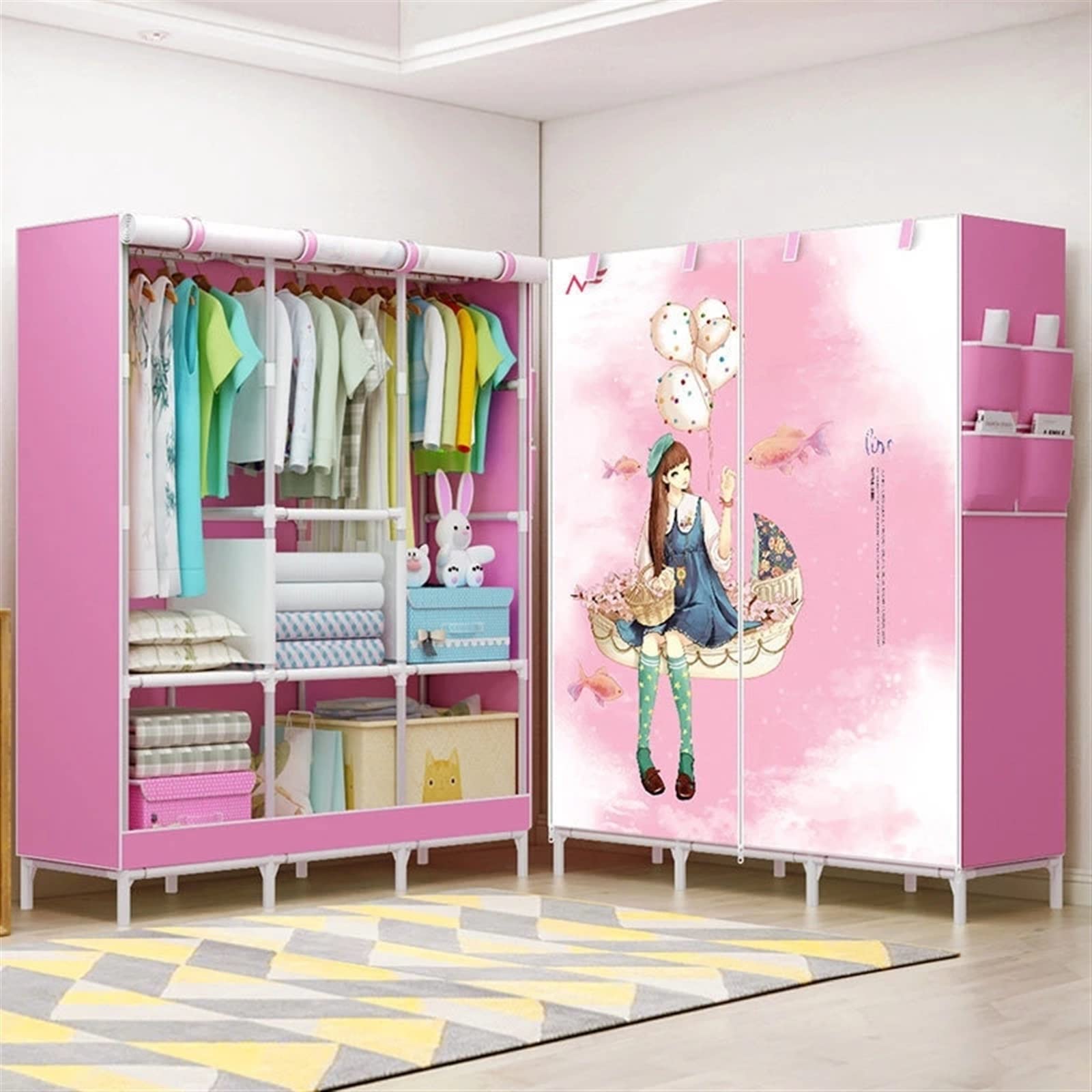 【CUTE★CLOSET 】 Amazon.com: YHODCUIF Combined Closet Wardrobe Dormitory Student