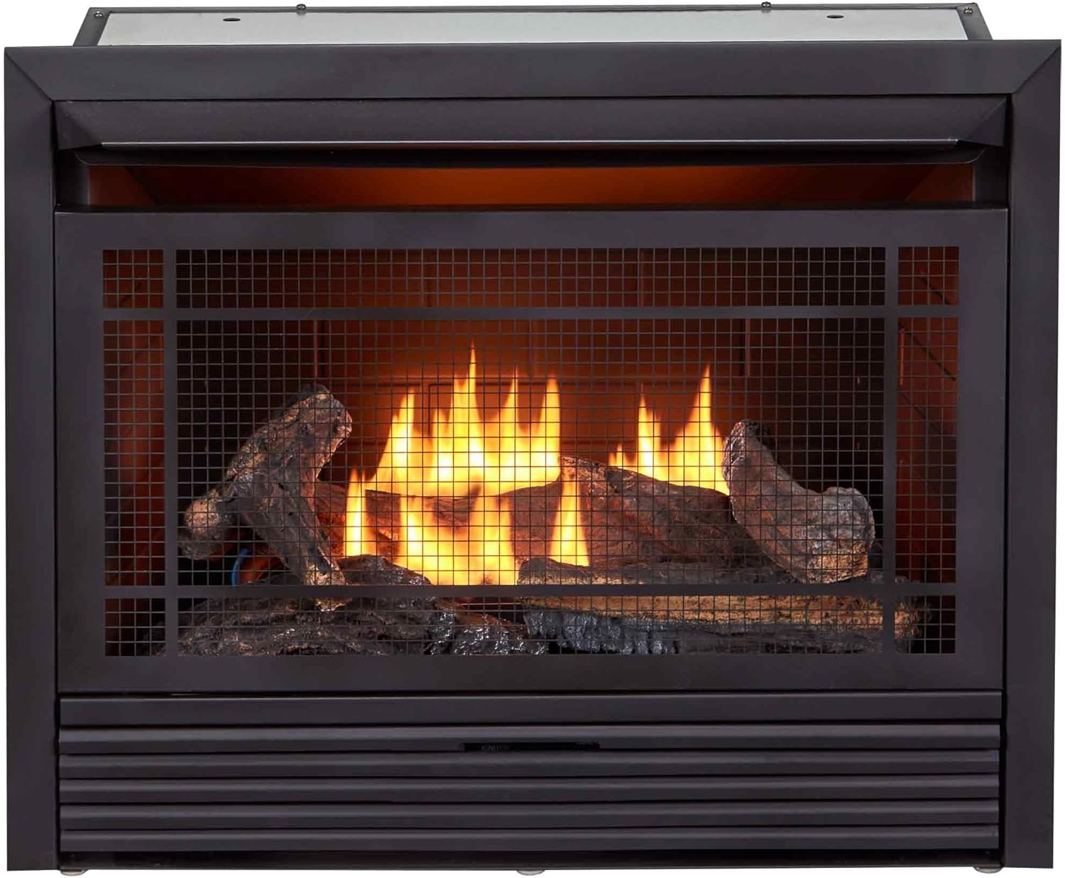 Duluth Forge FDF300R-L, with Louvers, Vent Free Indoor Fireplace Insert Zero Clearance 26,000 BTU, Dual Fuel Propane and Natural Gas, Yellow Flame, AC Backup Plug in Thermostat Control