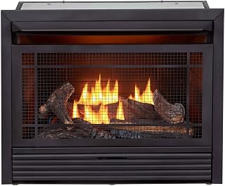 Duluth Forge FDF300R-L, with Louvers, Vent Free Indoor Fireplace Insert Zero Clearance 26,000 BTU, Dual Fuel Propane and Natural Gas, Yellow Flame, AC Backup Plug in Remote Thermostat Control