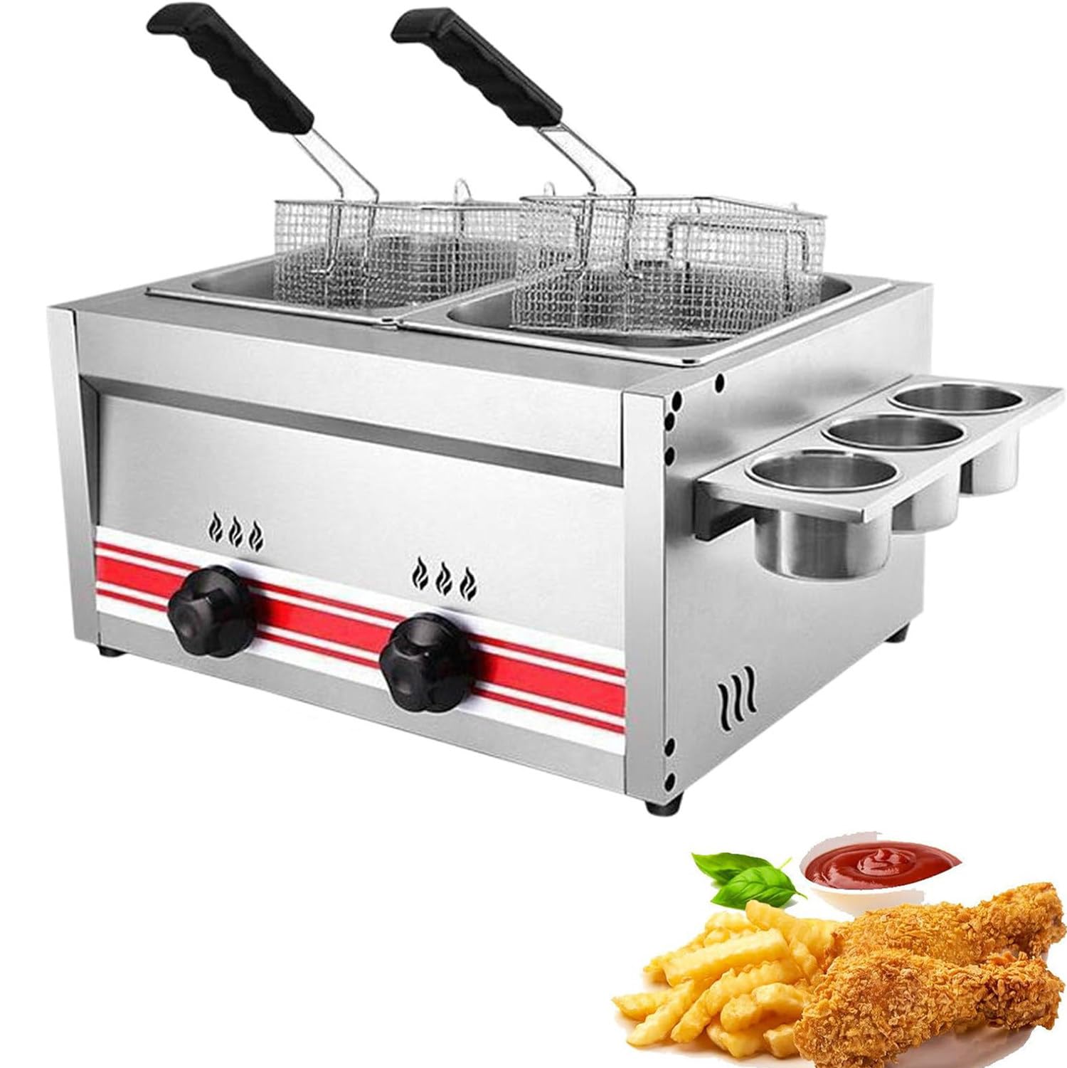 Machine à frire pour frites et poulet avec double réservoir réglable
