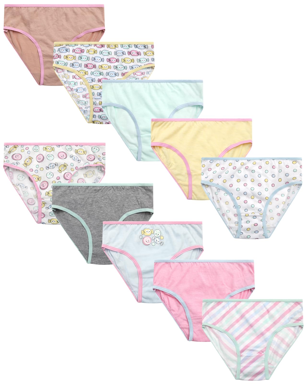 Girls Panties - 10 Pack Super Soft Cotton Girls Bikini Underwear Breathable Tag-Free Bikini Panties