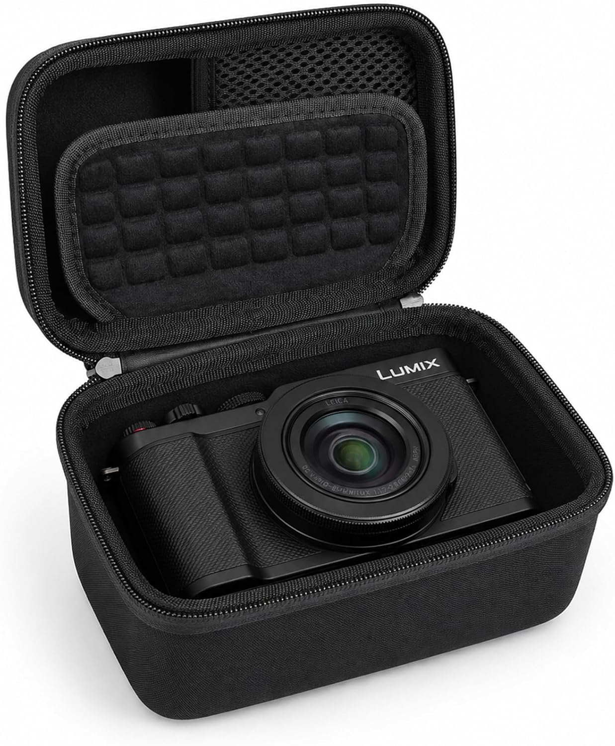 Camera Case for Panasonic LUMIX L10 Premium Point and Shoot Digital Camera, Zipper Mesh Pocket fits USB Cable, Camera Accessories and Power Adapters, Black (Case Only)