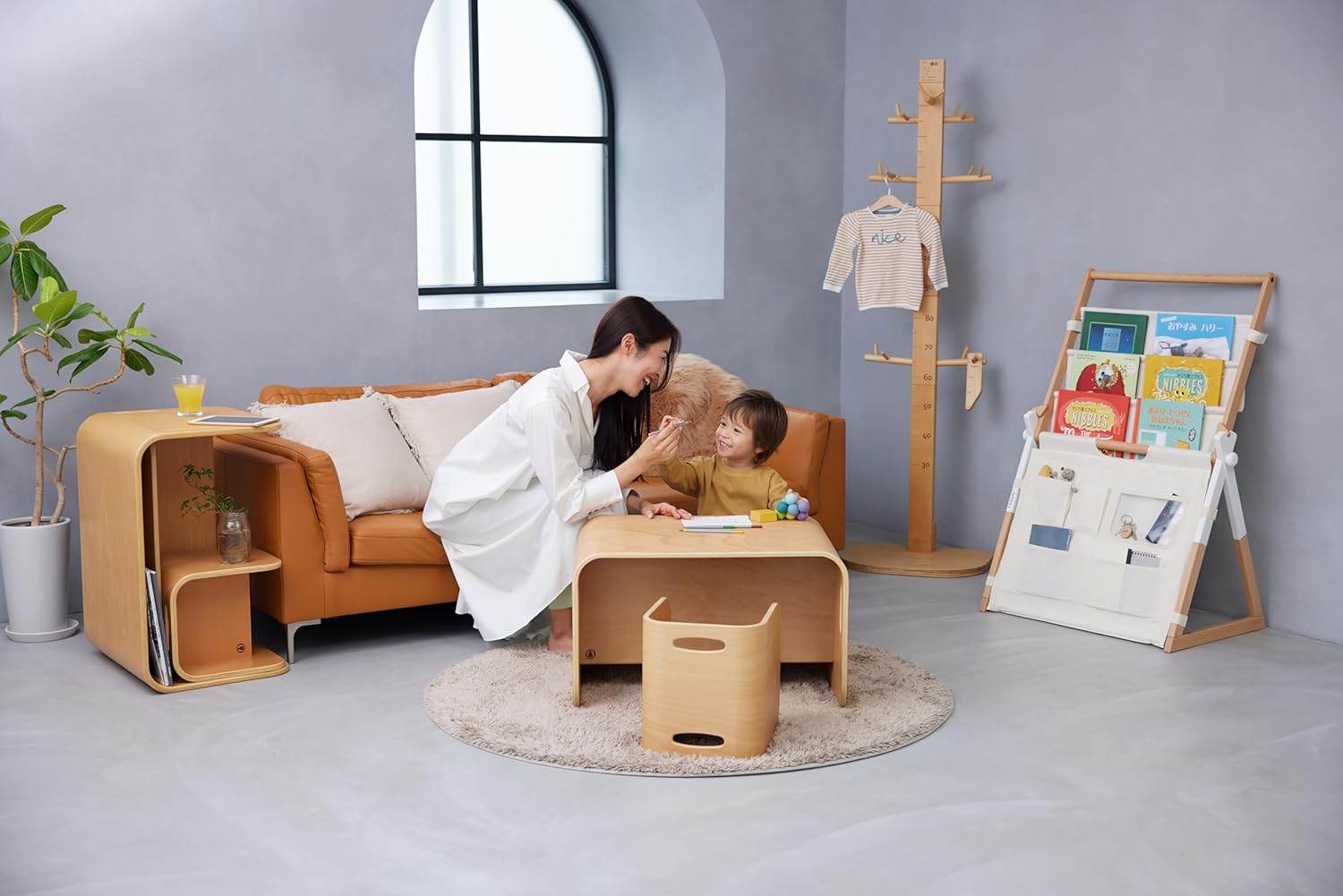 HOPPL ホップル コロコロデスク&チェア3点セット ナチュラル HOPPL