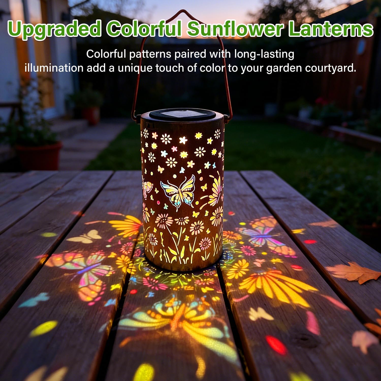 Colorful Butterfly Solar Lanterns Outdoor Waterproof, Garden Decor Gifts for Women Mom Sister Grandma, LED Hanging Solar Lantern Lights Outside for Table Yard Lawn Garden Path Porch Decor