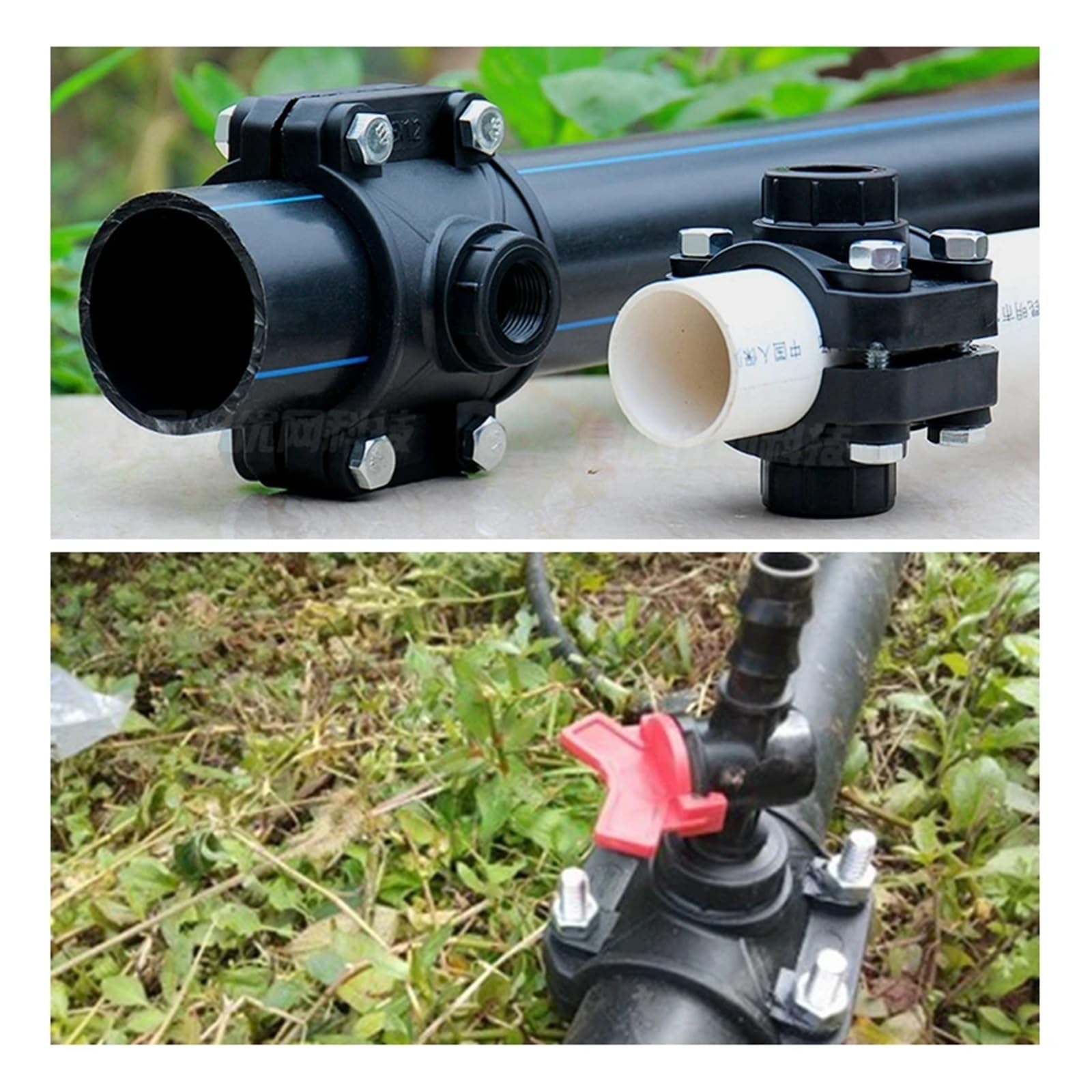 Connecteur de tuyau d'eau PE, 3 pièces, réparation de Tube d'irrigation, connecteurs en t, ajout d'un Joint d'interface à filetage femelle(50mm-1.2 Inch)