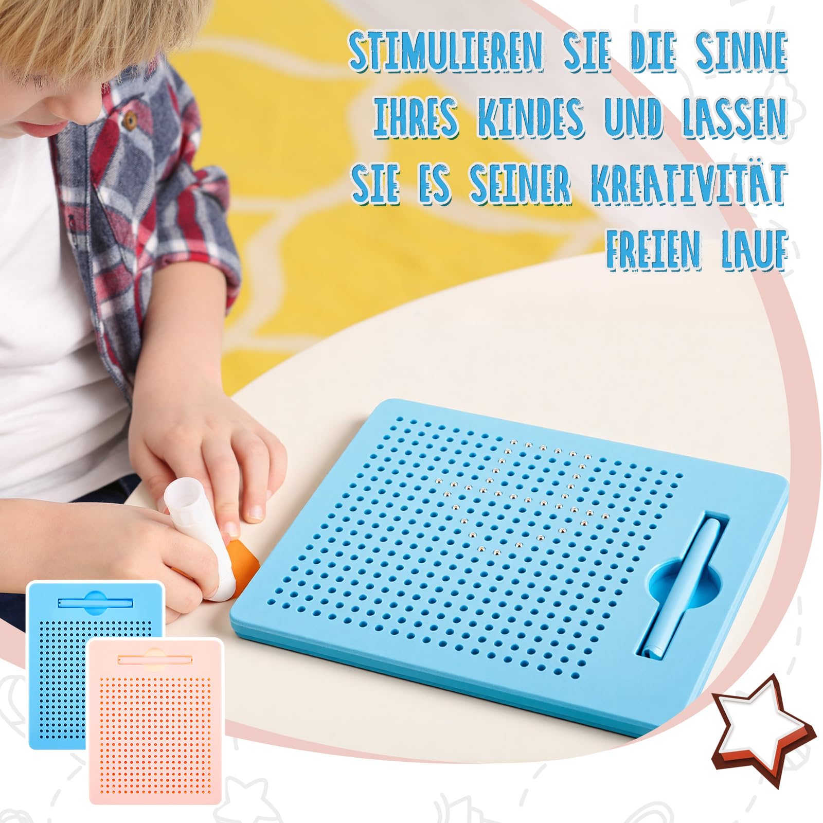 Faccito 2 Tableros de Dibujo Magnéticos para Niños con Bolígrafo Pizarra de Bola de Acero Magnética Pequeña Bloc de Dibujo Magnético Tablero de Escritura Magnética(Rosa, Azul Claro)
