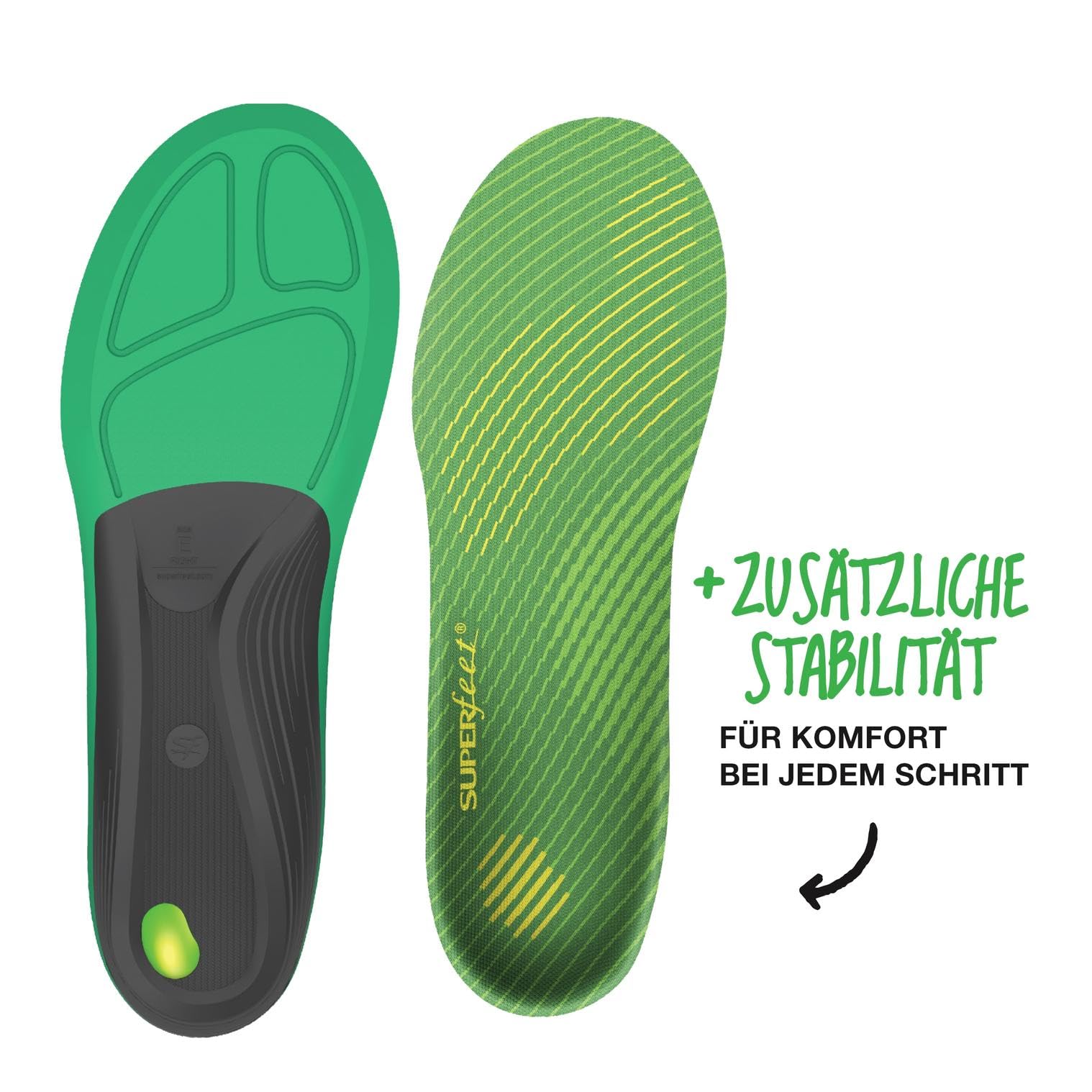 Superfeet Aktive Unterstützung Hohe Bogen Einlegesohlen, EU 45-46.5 | Trim-To-Fit Einlagen für Lauf- & Wanderschuhe, hohes Fußgewölbe, EVOLyte-Karbonfaserkappe & Aerospring