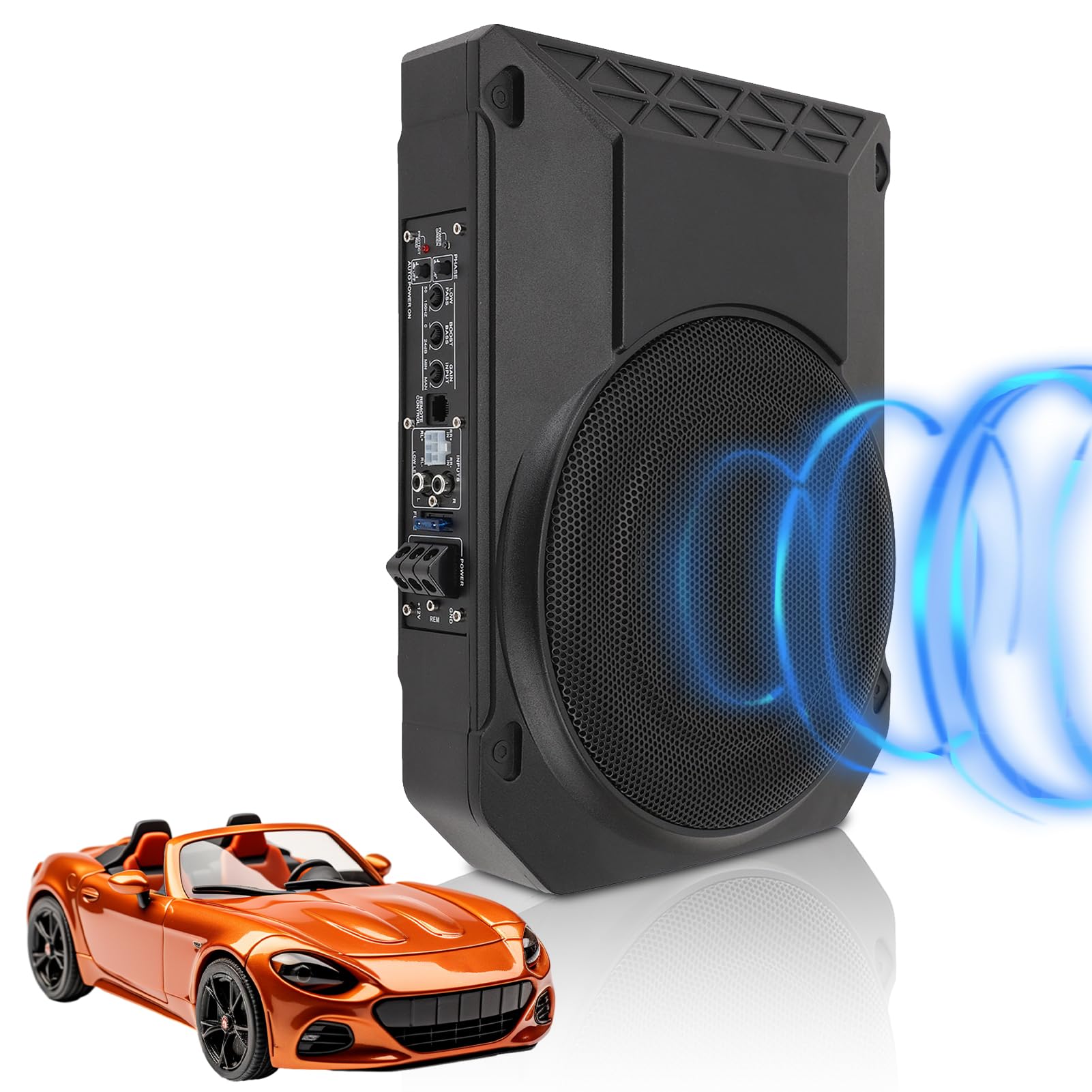 10 Zoll Aktiv Subwoofer Unter Sitz Car Audio Bassbox 800W 2.5 Ohm Ultra Flach Aktiver Auto Subwoofer Mit Verstärker Mit Controller Tiefton Lautsprecher Fahrzeug Sound System Car Truck SUV