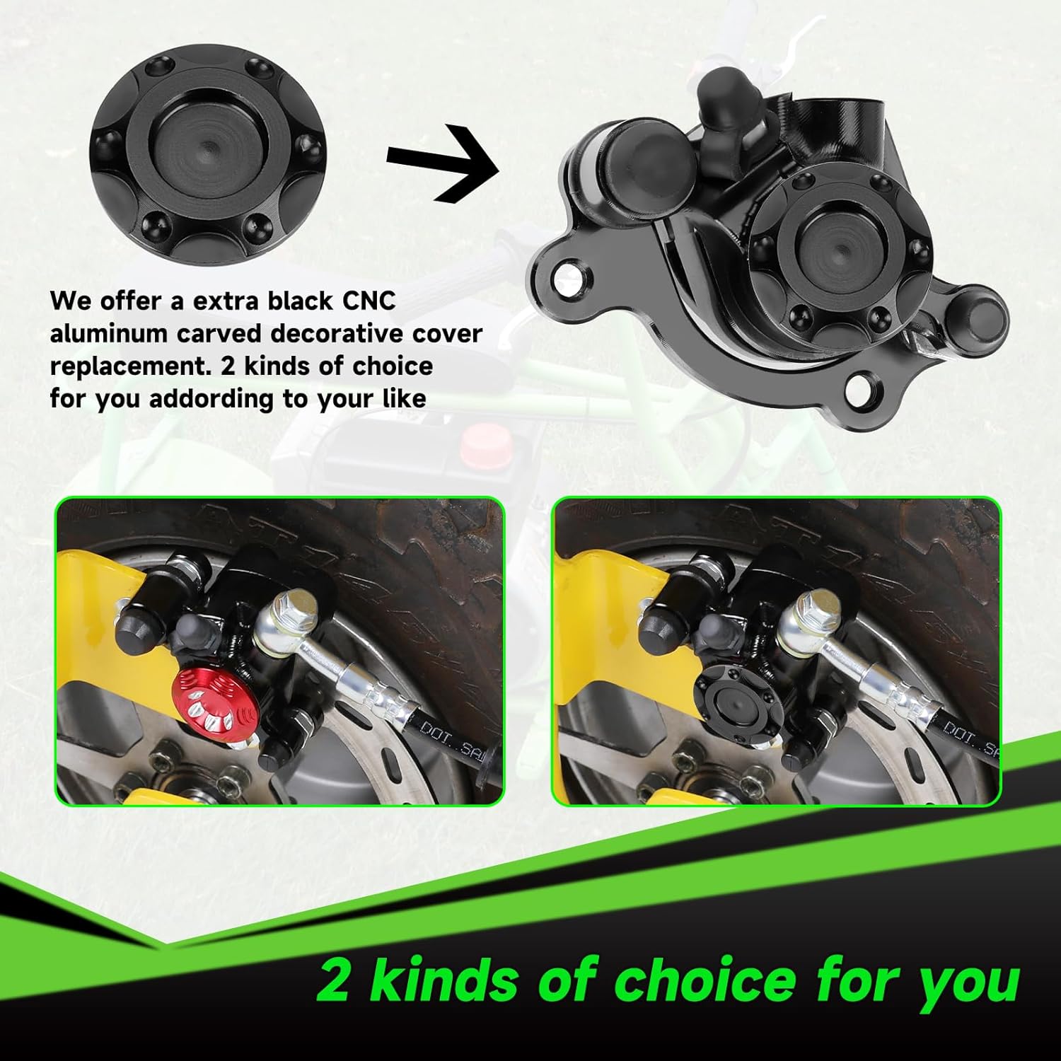 Upgraded Mini Bike Hydraulic Disc Brake Kit Compatible with Baja DB30 Doodle Bug Blitz Dirt Bug Racer Minibike Predator 79cc 97cc 212cc 2.8hp Engine with Brake Caliper Pad Part Black