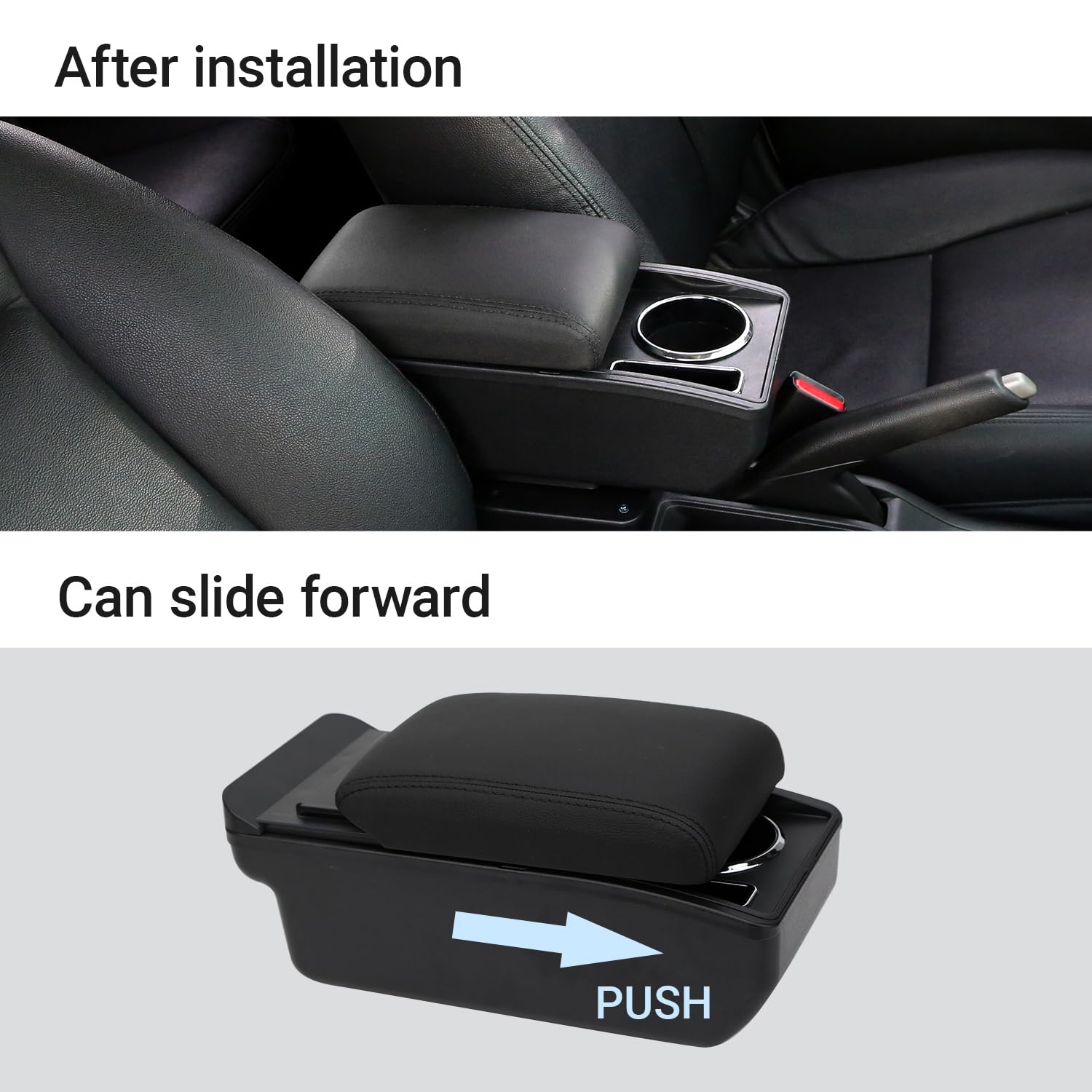 KAERGK Braccioli Auto Per Opel Corsa D 2006-2014 Console Centrali Per Auto Doppio Spazio Di Stoccaggio Con Portabicchieri Montaggio Facile Pelle Comoda E Resistente Nero (Linea Rossa - Foto 7