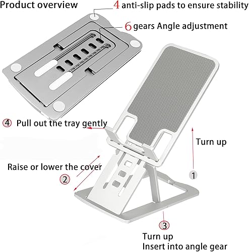 Miniatura 8 de DongYoG Soporte ajustable para teléfono celular, soporte plegable y delgado de escritorio, soporte compatible con iPhone, tabletas (7 a 10 pulgadas)