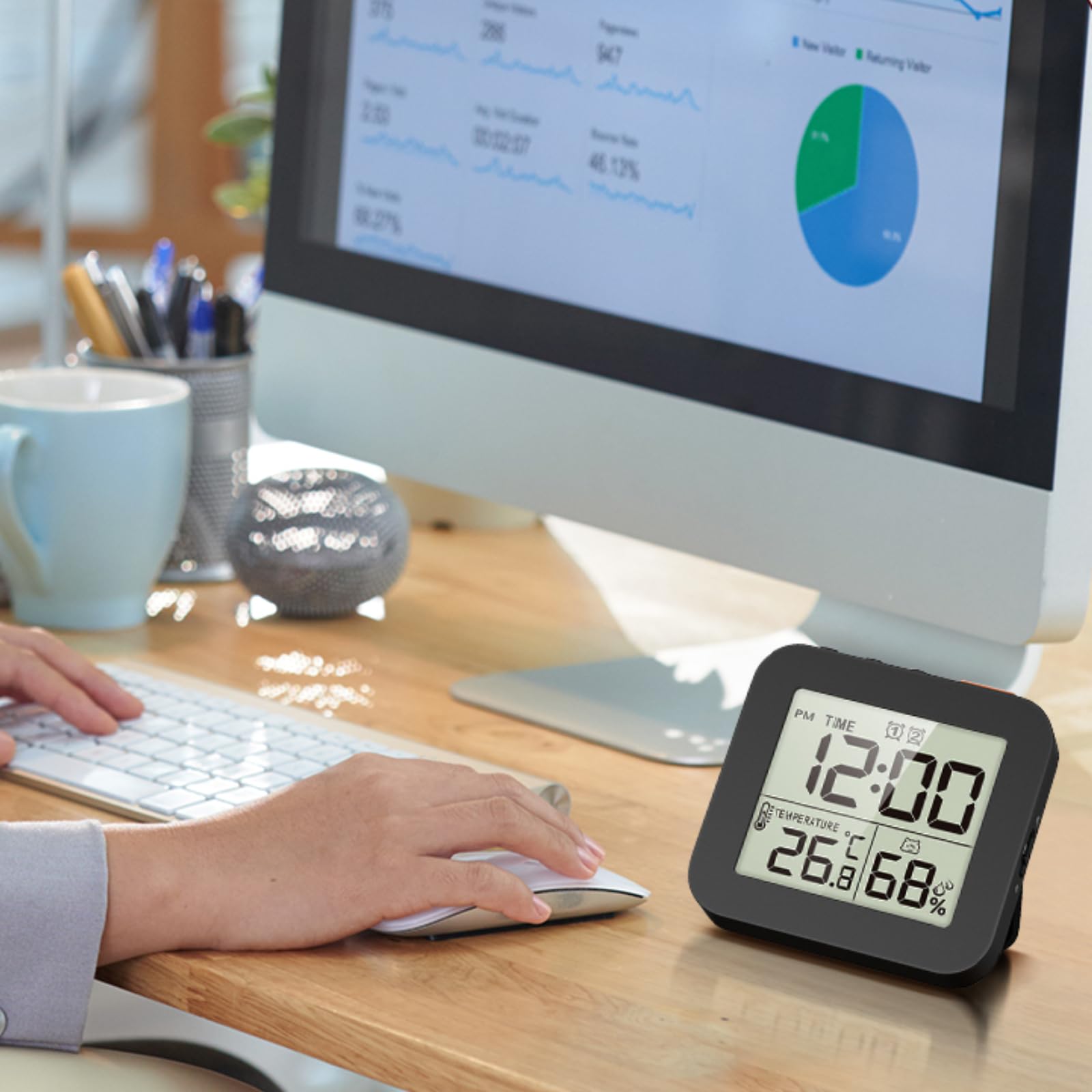 Sharplace Digitale Badezimmeruhr mit Hygrometer und Thermometer, Dusch-Timer mit Alarm und Countdownfunktion, Zwei Wecker mit Schlafen-Button, Badezimmer Uhr für Küche Home Büro, Schwarz