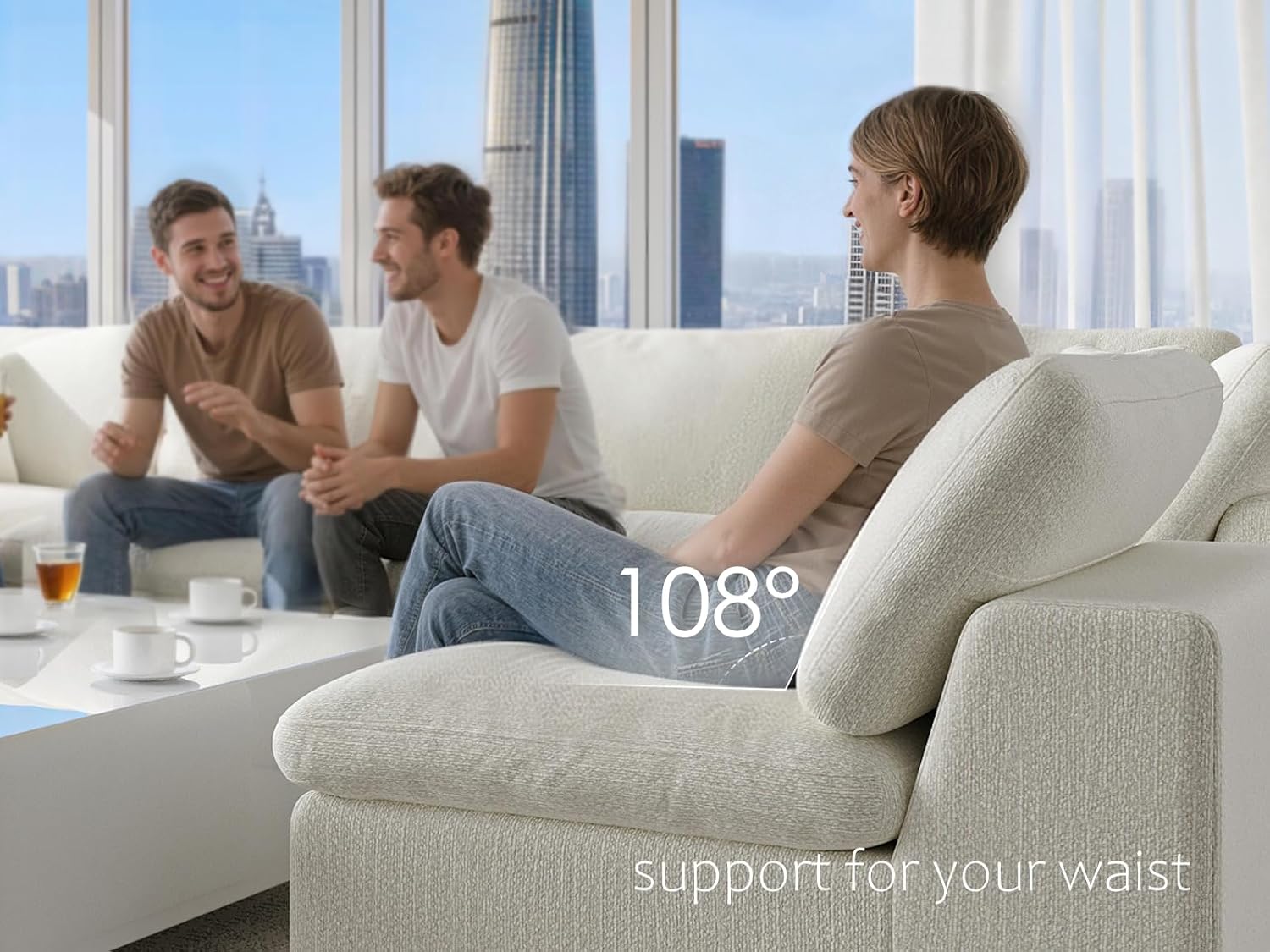 76.8” Loveseat Sofa 丨 Cloud Sectional Couches for Living Room and Bedroom 丨 Boneless Couch with Nice Back Support 2 Seater Warm White Chenille
