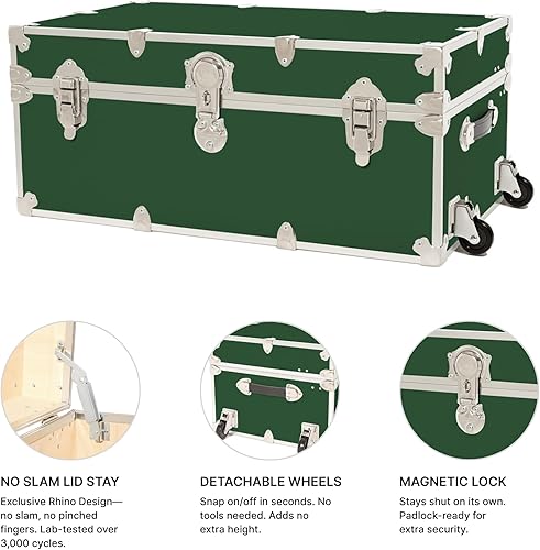 Miniatura 42 de Rhino Trunk & Case Baúl grande de vinilo en relieve de cuero, reposapiés de campamento de verano, baúl de almacenamiento para dormitorio