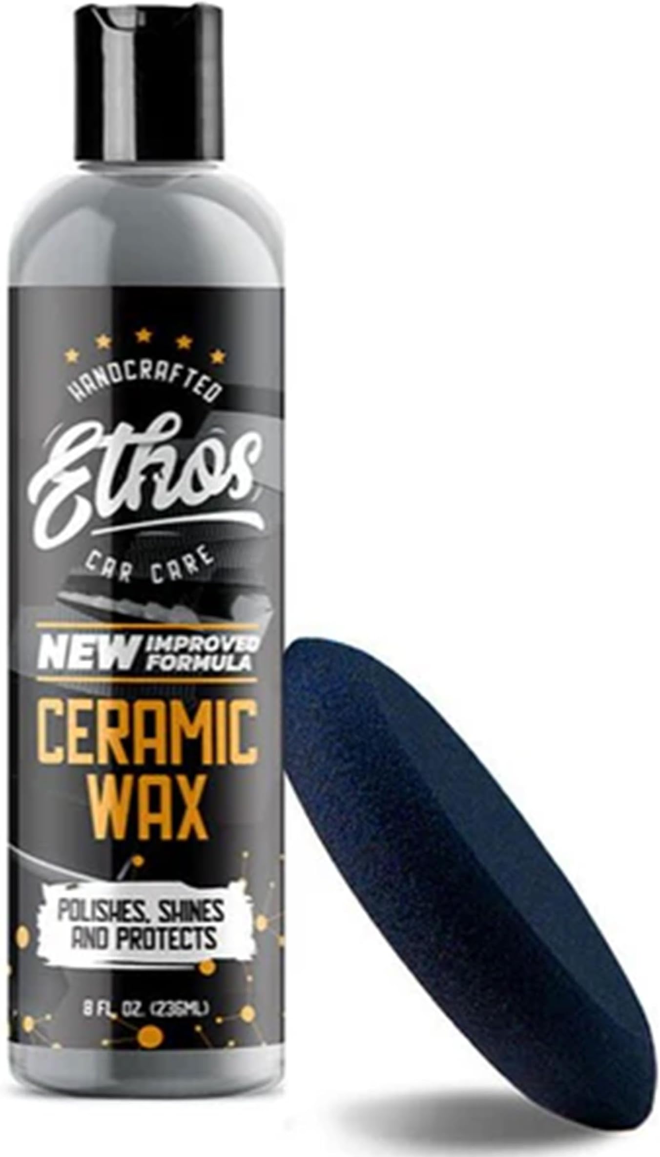 Ethos Handcrafted Car Care Ceramic Wax, Best Automotive Paint Sealant Infused With Ceramic Coating Technology. Easier To Apply Than Carnauba Waxes or Polymer Sealants! Mirror Like Waxed Finish (16 oz)