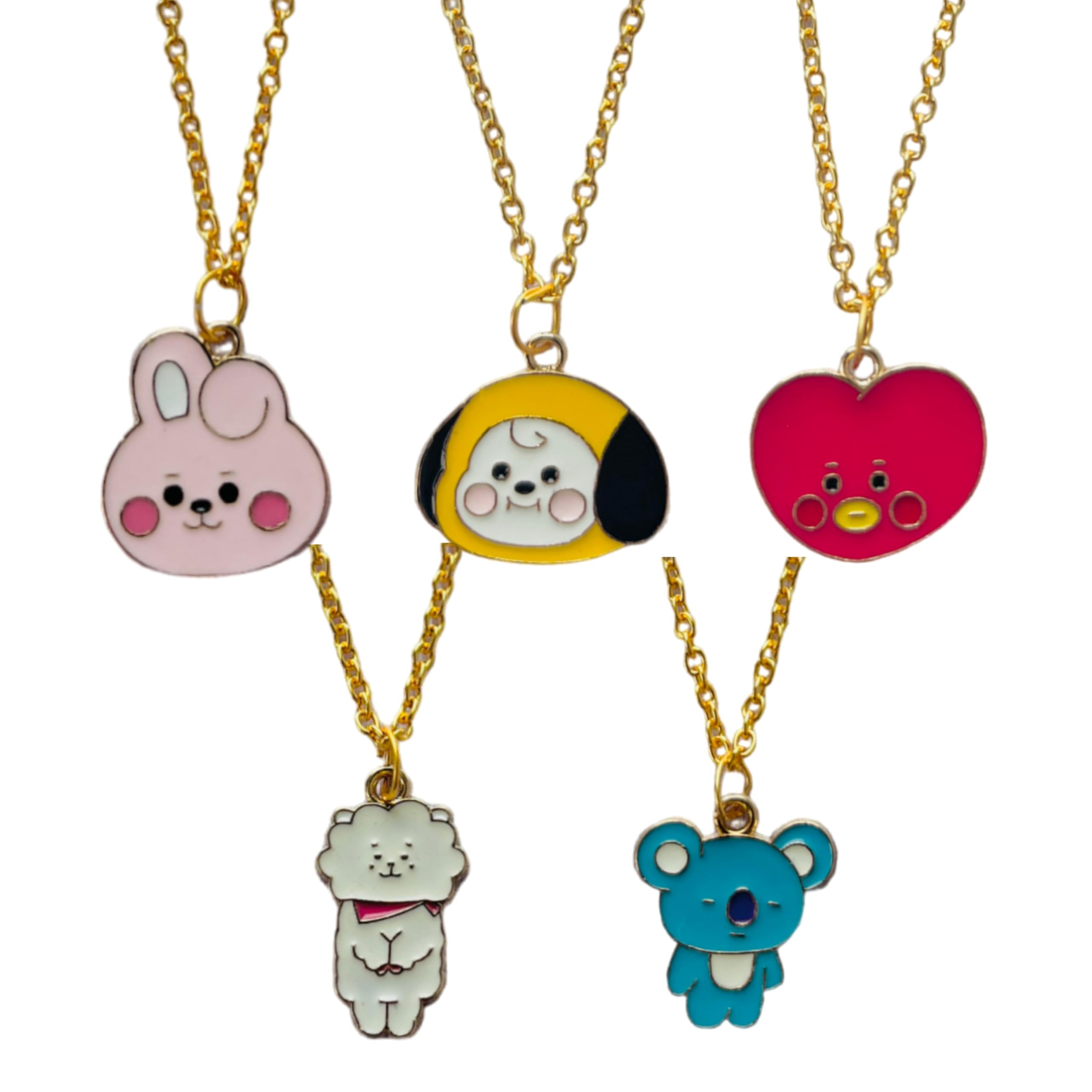 BTS BT21 Charcter Charm Cute Korean Pendant Necklace Combo For Women And Girls| K-pop | BTS Merchant Accessories | Korean | BTS Army | jungkok (Cooky,Chimmy,Tata, RJ,Koya) (B0D9BNC2G2) Amazon Price History, Amazon Price Tracker