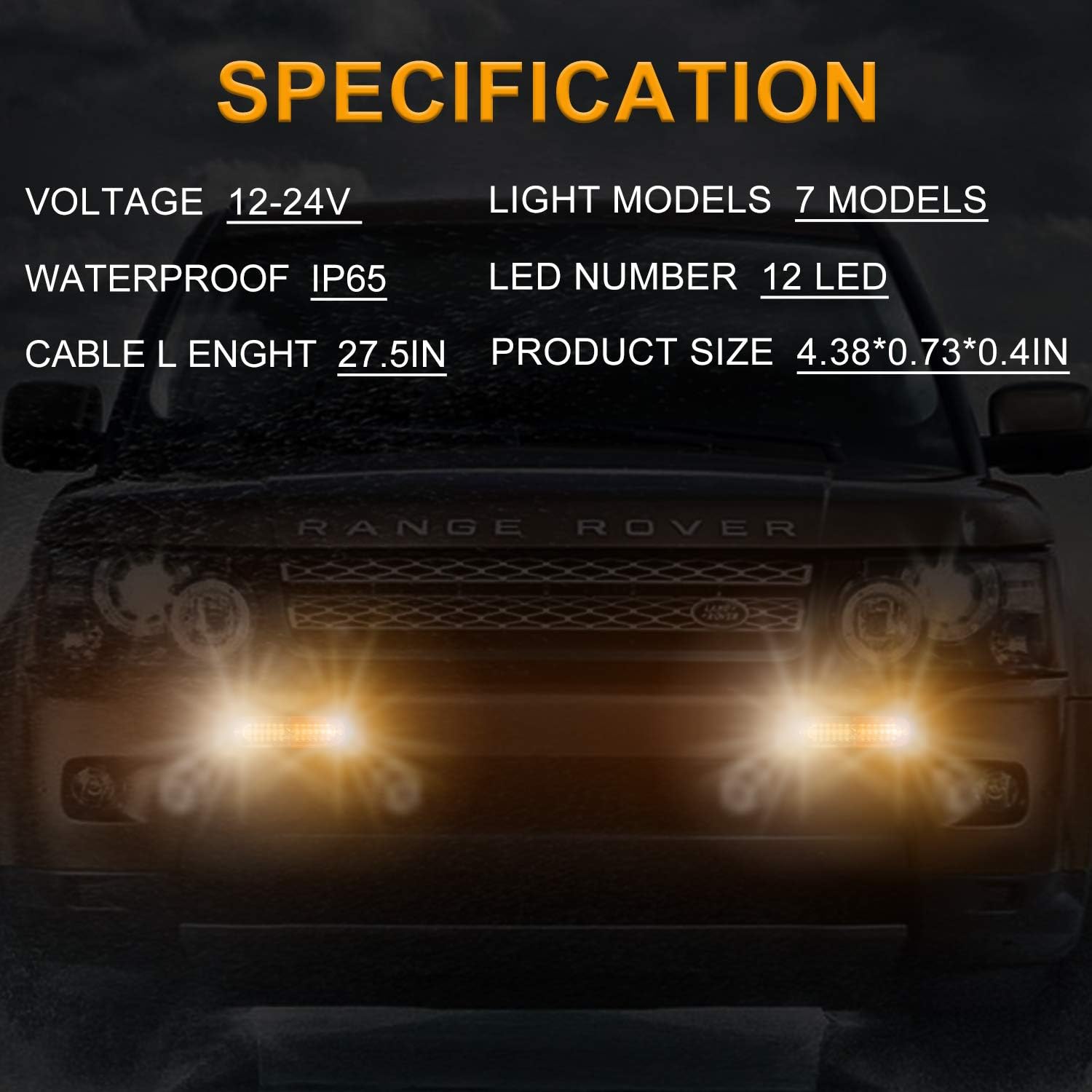Led Emergency Strobe Lights for Truck Vehicle ATVs Universal Surface Mount Amber/White Emergency Warning Hazard Flashing Strobe Light Bar for Off Road (10PCS)