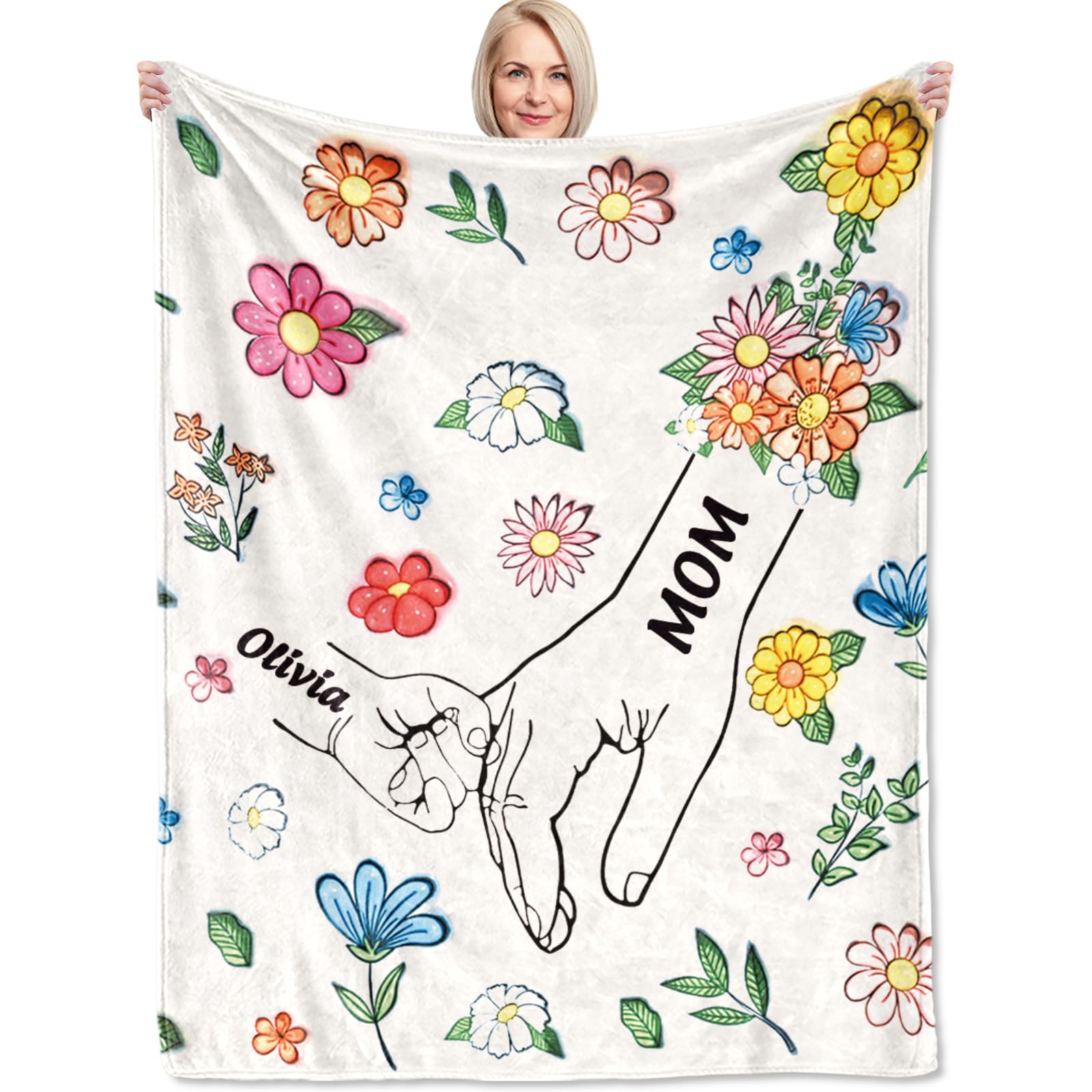 Corissy Ship Next Day, Custom Blanket with Kids Names Personalized Flannel Throw Blankets for Mom Grandma Wife Customized Mom Blanket Gifts for