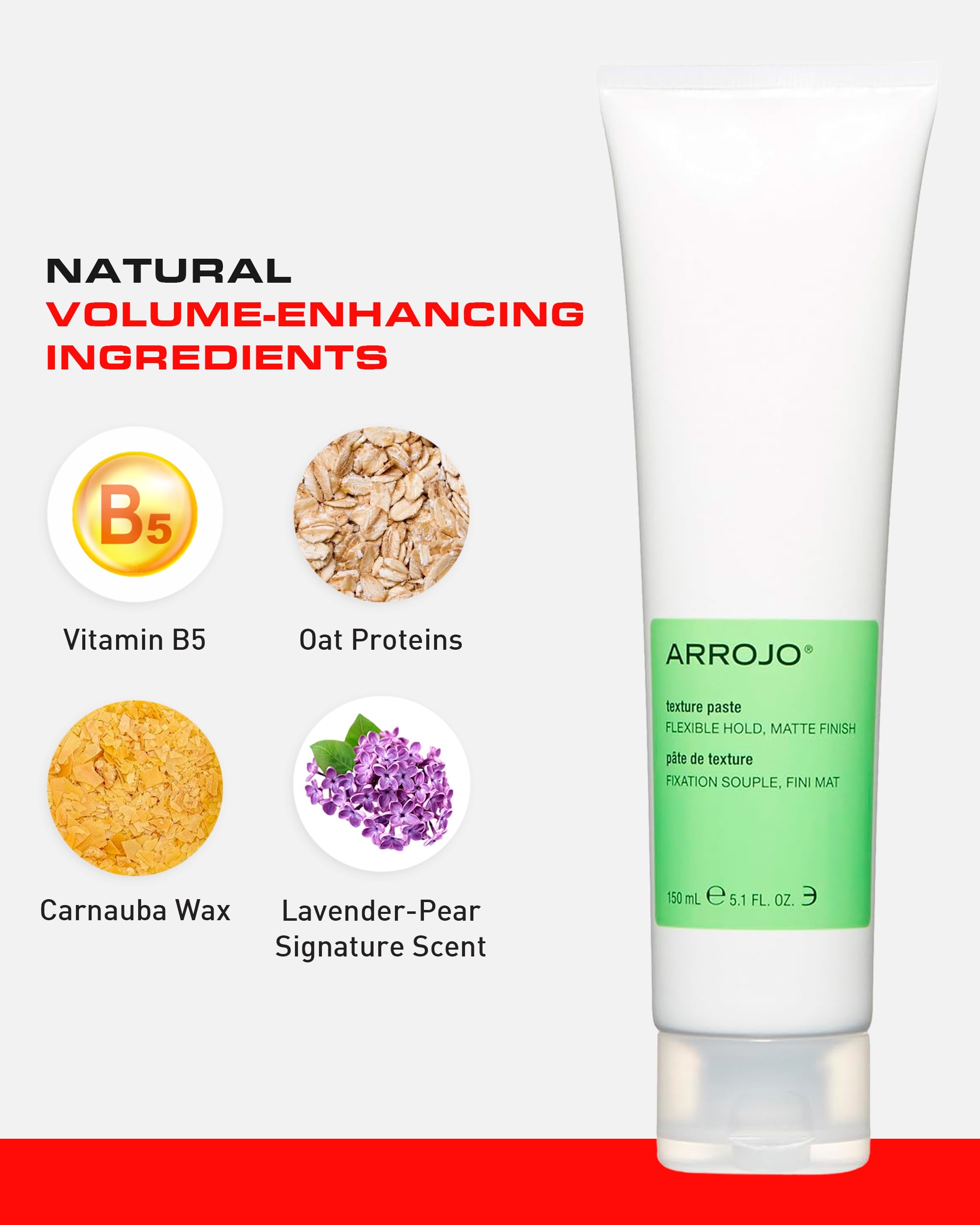 Arrojo Matte Texture Paste – Lavender Pear Scented Hair Styling Paste with Vitamin B5 & Carnauba Wax – Sulfate & Paraben Free