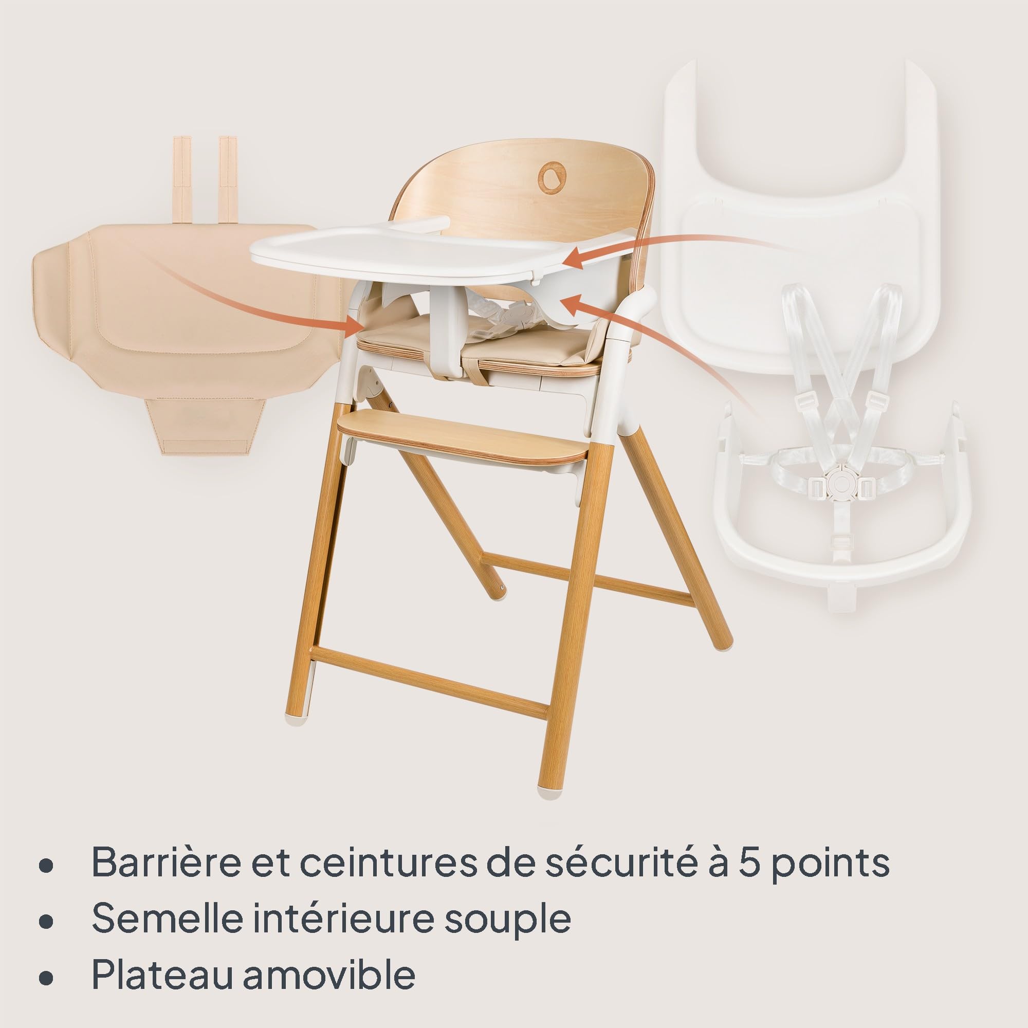 Lionelo Celia Set Chaise Haute Bébé Évolutive 4 en 1 avec Transat Naissance, Réglage à 1 Main, Harnais 5 Points, Plateau Lave-Vaisselle, Chaise jusqu’à 110 kg