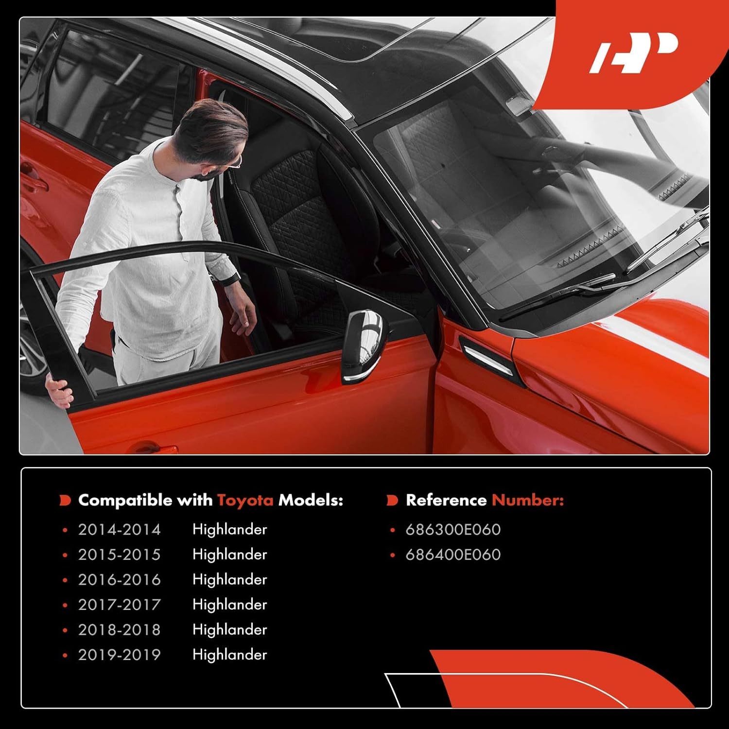 A-Premium Rear Left or Right Door Check Strap Stopper Compatible with Toyota Highlander 2014-2019, Replace# 686300E060, 686400E060