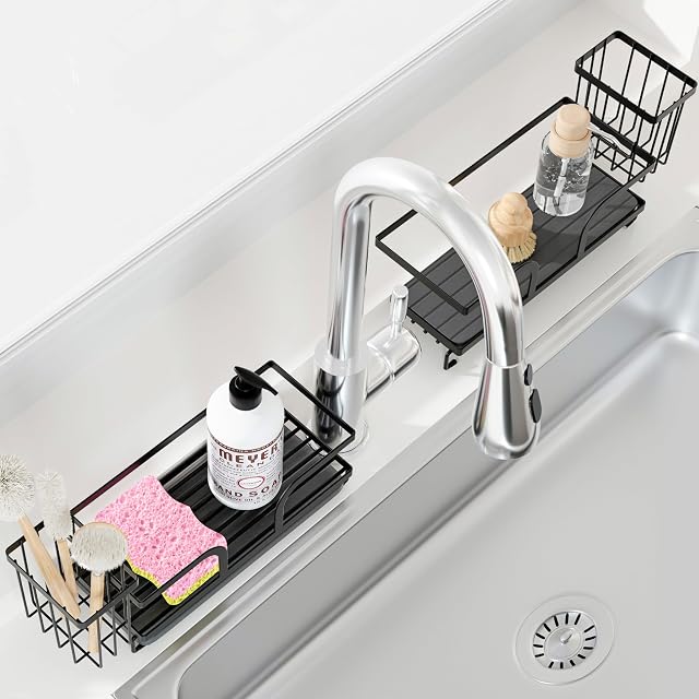 Sponge Holder for Kitchen Sink Sink Caddy Organizers with Stone Drying Tray Kitchen Sink Organizer for Sponges Soap