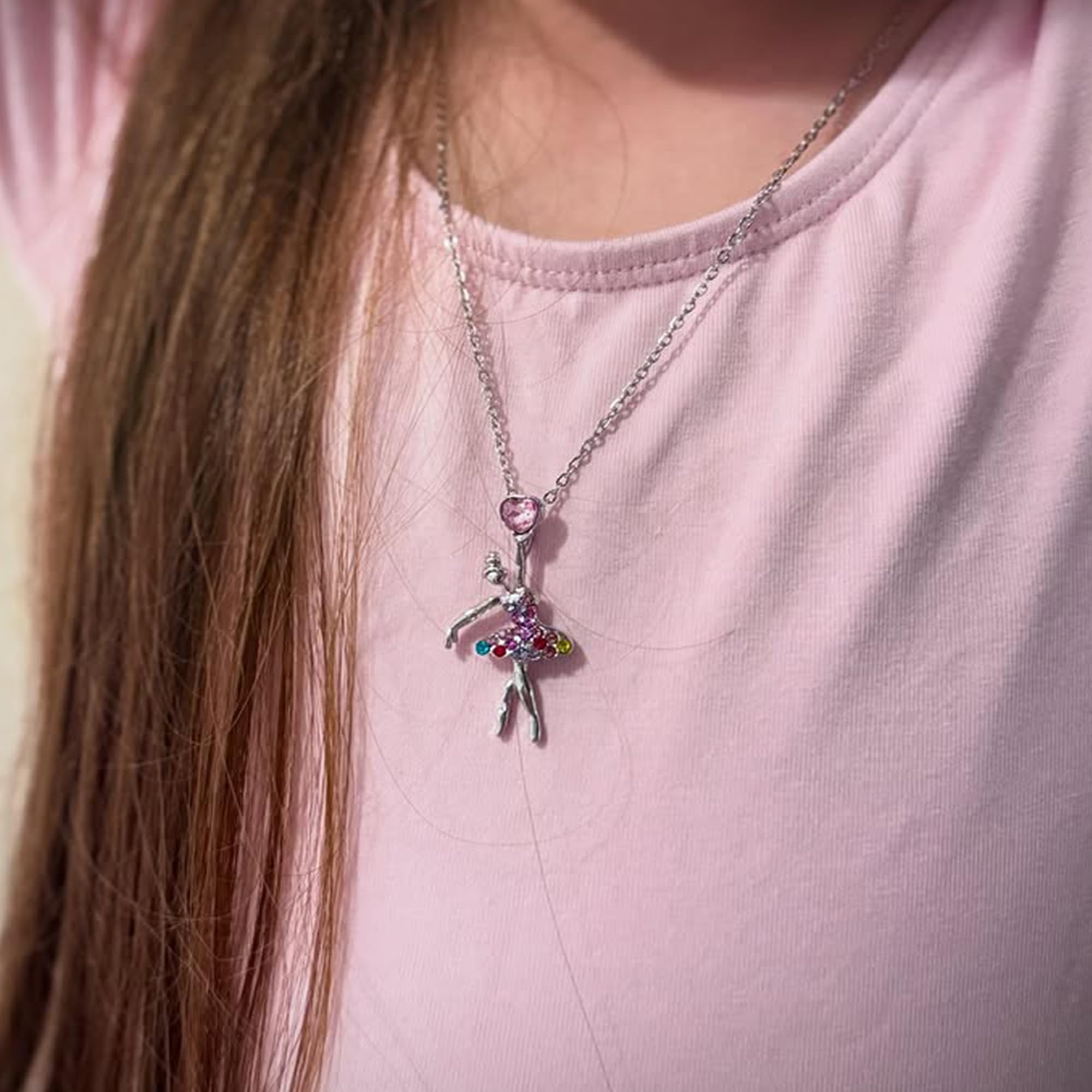 SmileBelle Cheerleader Gymnastics Dance Recital Gifts for Girls, Dance Horse Necklace Cheerleader Outfit as Birthday Gifts for Her, Gymnastics Cheer Necklace Stuff Jewelry as BDAY Gift for Daughter