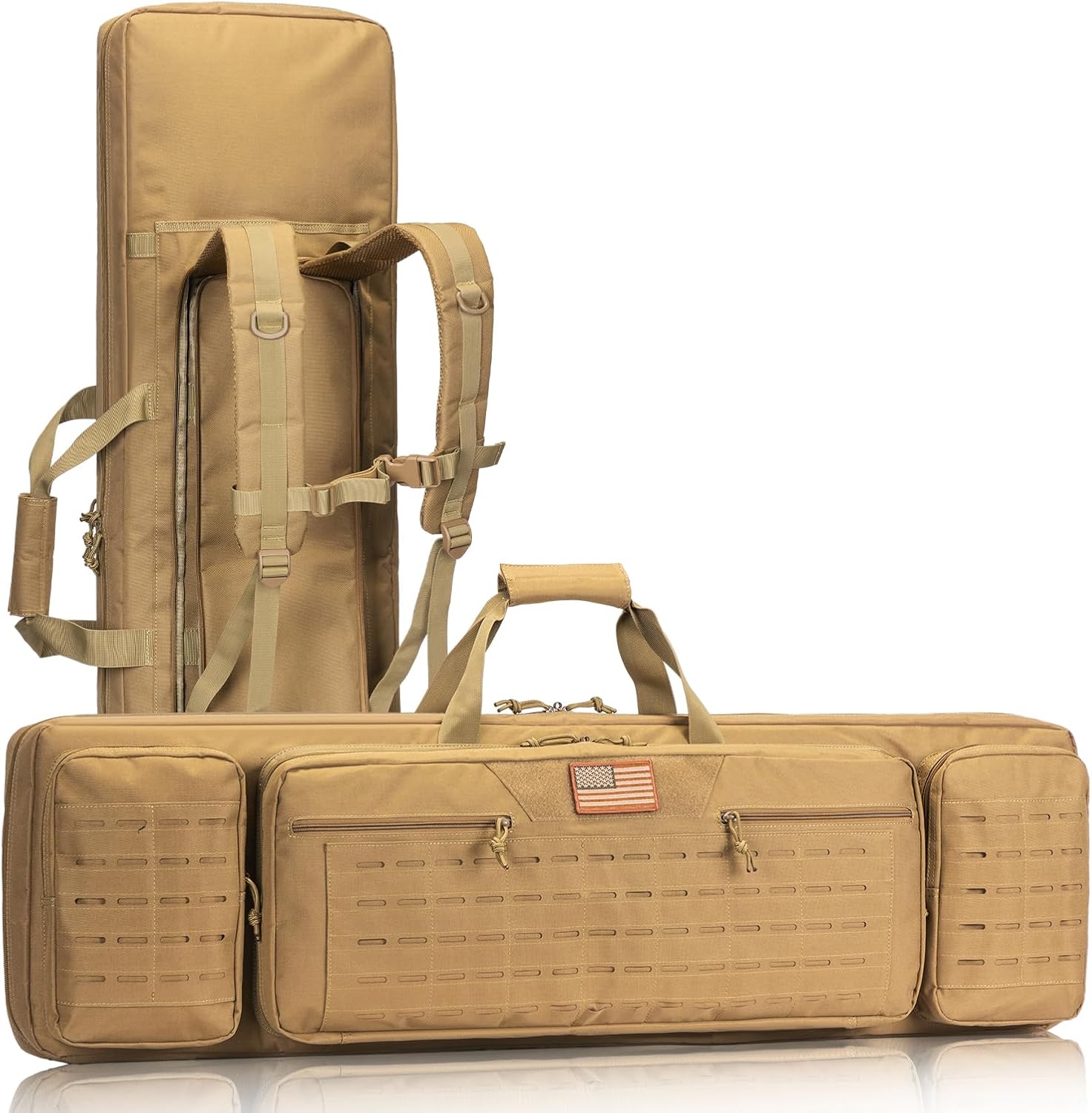 36/42/46 inch Soft Rifle Case Double Rifle Bag for Hunting Shooting Range, Long Gun Carry Bag with Lockable Zipper and Backpack Strap