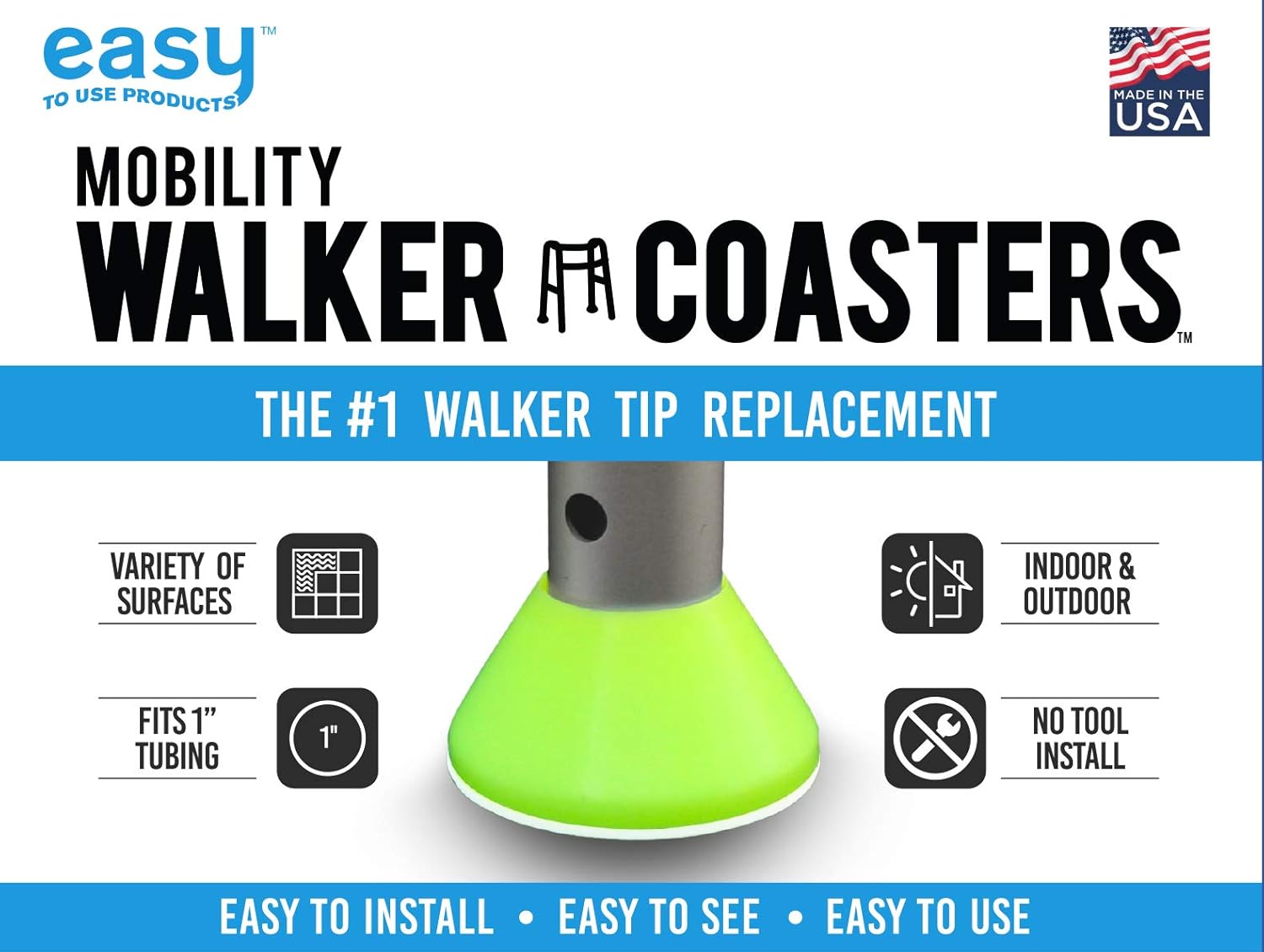 Walker Coasters- One Pair - Tennis Ball Yellow : Health & Household