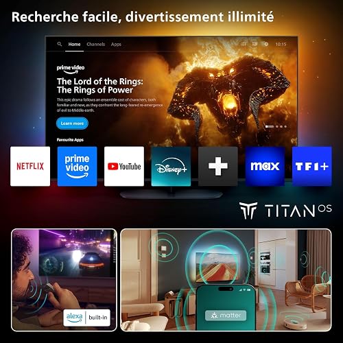 The One 120 hz - Pied central - QLED - AMBILIGHT 3 - UHD - TITAN OS PHILIPS - 65PUS9000 - 6