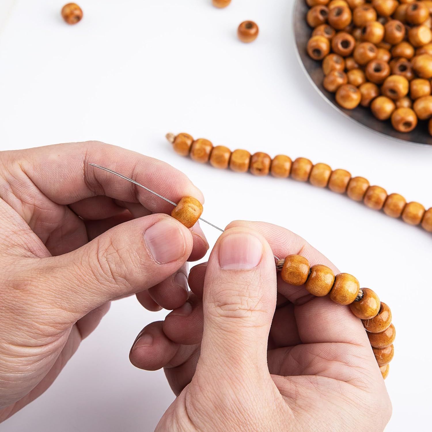 100pcs 9x10mm Wooden Beads for Crafts, Large Hole Round Wood Spacer, Vintage Wooden Hair Beads for Macrame Necklace Bracelet DIY Craft Handmade Decor- Coffee - Image 7