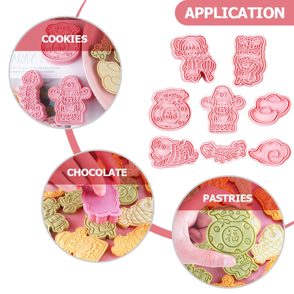 ABOOFAN 4 Juegos Molde De Galletas Formador De Galletas Alimento Cacerola Graduado Galletas De Chocolate Paraca Cortadores De Galletas Lactancia Equipo Horneando Rosa El Plastico 8 Uds * 4