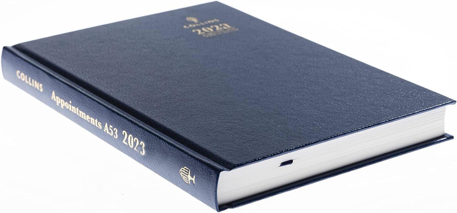 Collins Desk A5 Day to a Page (with Appointments) 2023 Diary - Blue (A53.60-23) - Complete Business Planner, Agenda and Journal Organiser