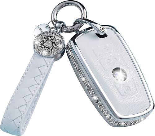 SHANGHONG Compatible con llavero BMW, funda de cuero para llavero BMW 1 3 5 7 Series 530 F48 X1 X2 X3 X4 X5 X6 (versión B, blanco)