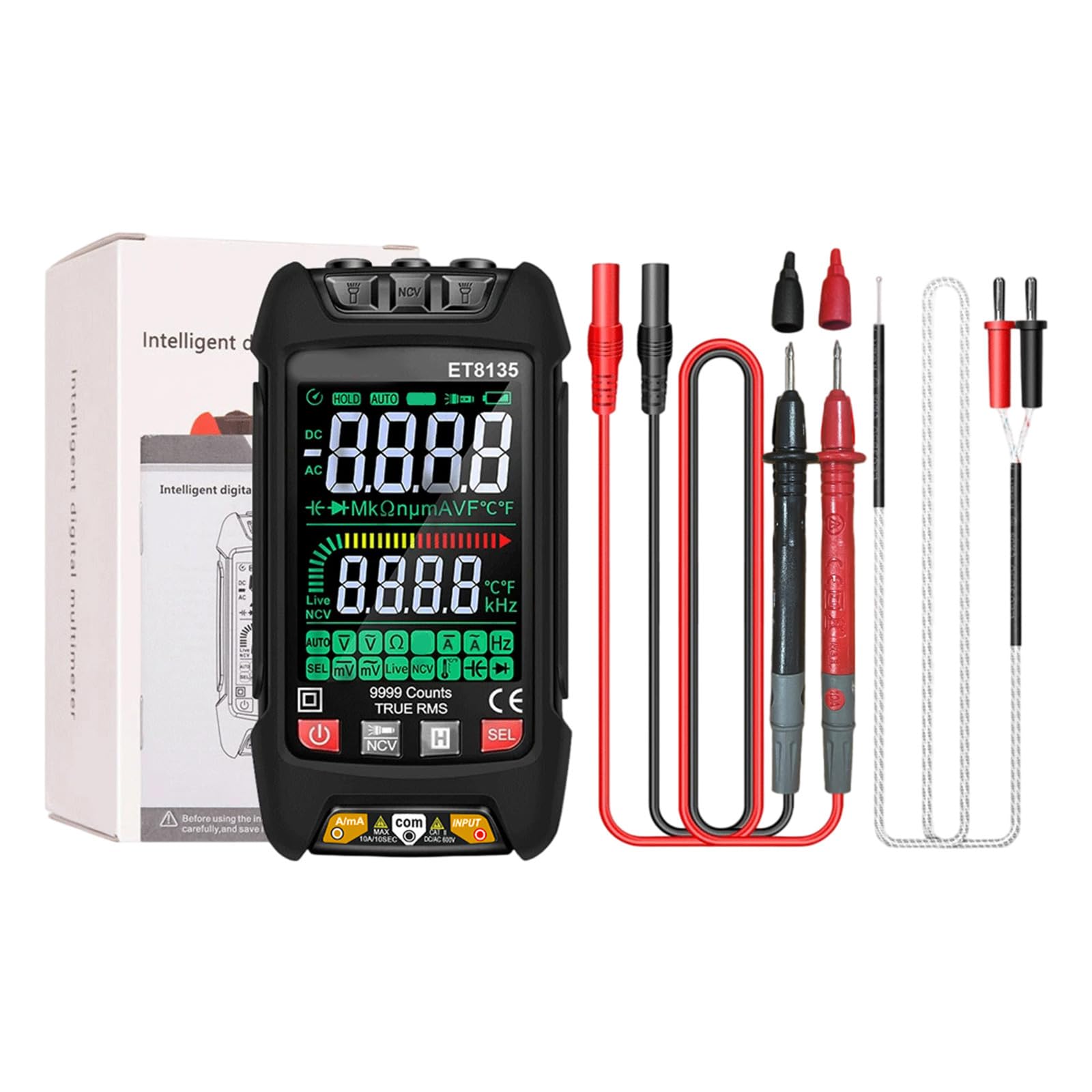 Tsophreniq Compact Digital Electronic Measuring Tool Full Screen Digital Multimeter With Intelligent Measurement Lab Testing Equipment