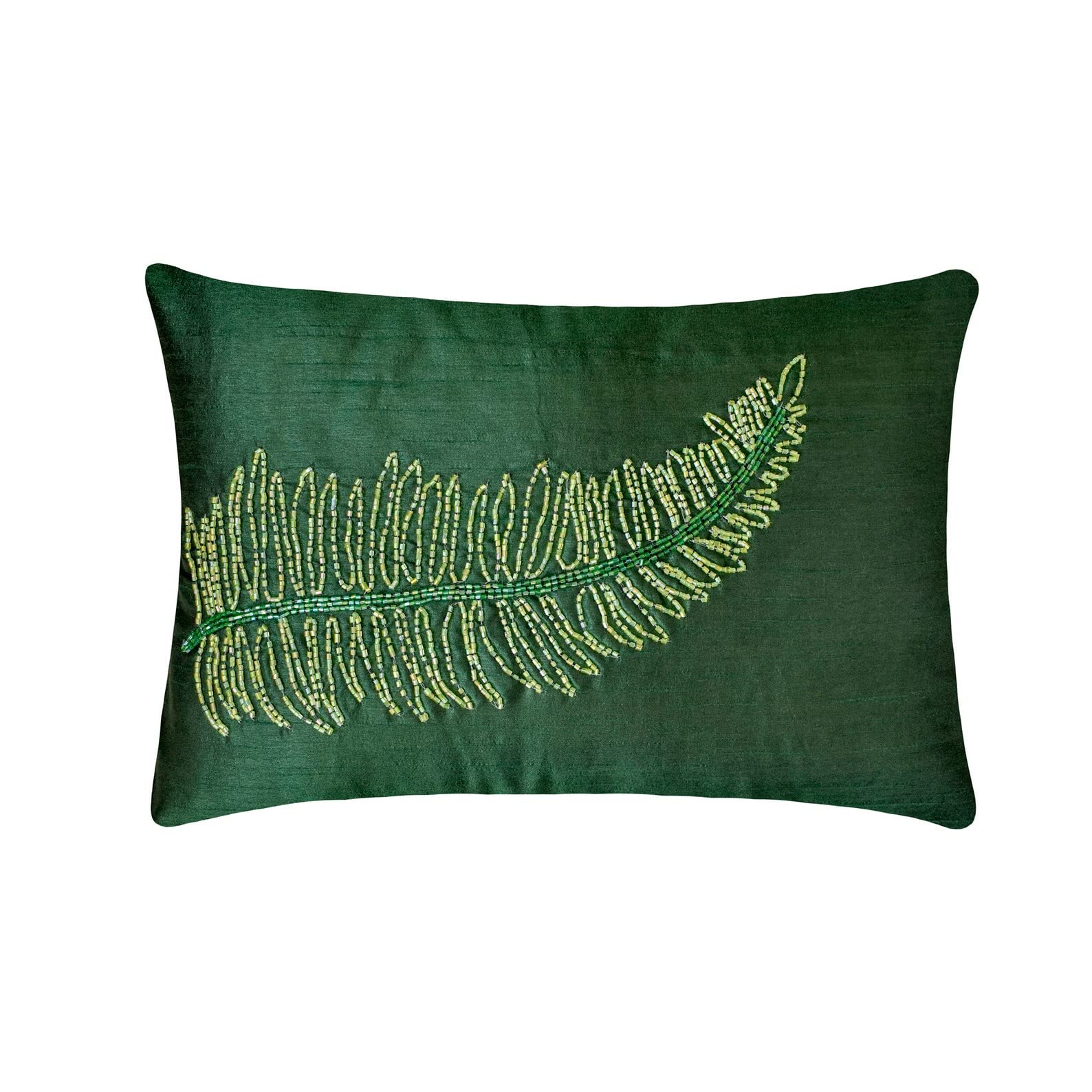 The HomeCentric Decorative Cushion Covers 30 x 50 cm Green, Silk Rectangular Cushion Covers, Handmade Cushion Covers - Green Tea — image 1