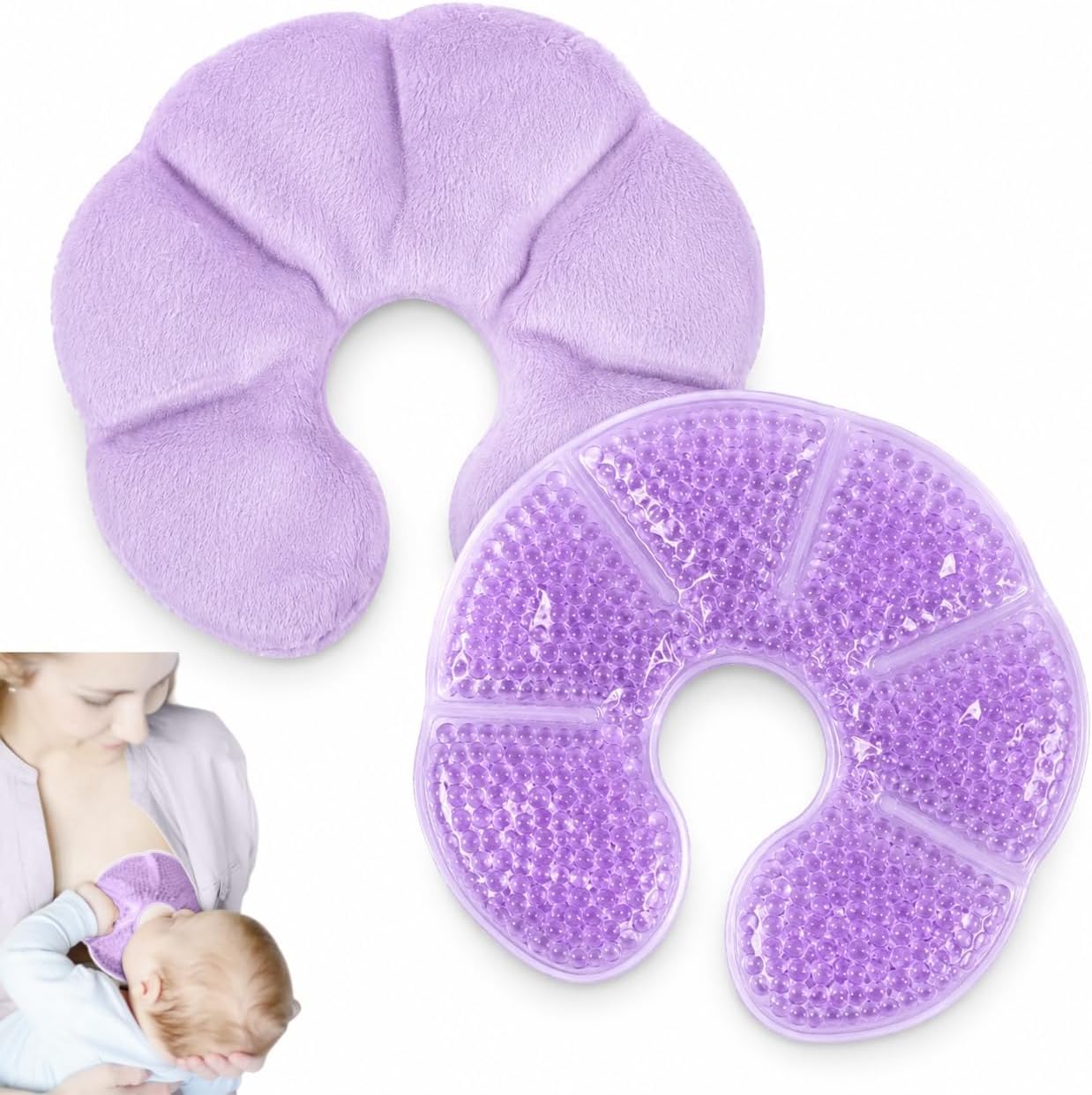 KRLZ Breast Therapy Pads - Reusable Hot and Cold Therapy Breastfeeding Gel Pads, Boost Milk Let-Down with Gel Bead Pads for Breastfeeding Moms,Mastitis, Engorgement-image-32