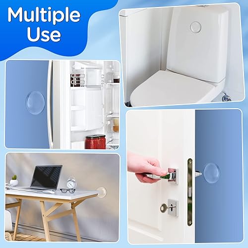 Miniatura 6 de YASUOA Tope de puerta de 6 piezas de tope de pared para manija de puerta, autoadhesivo, silicona transparente, protector de pared redondo, topes de